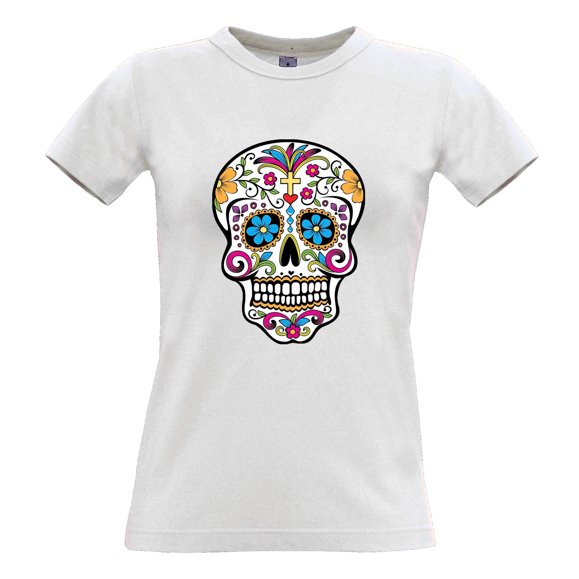 Day Of The Dead Womens T Shirt Mexican Sugar Skull