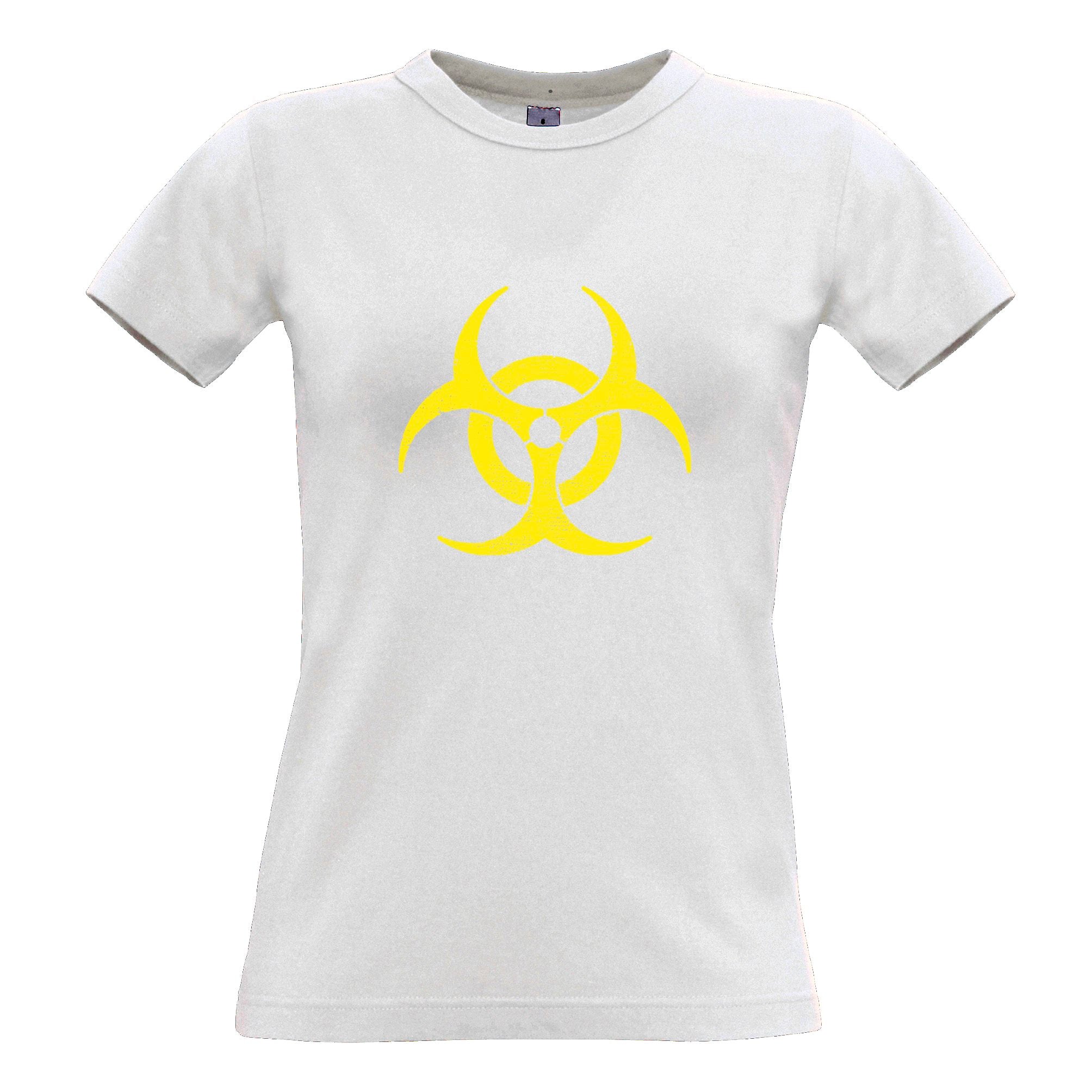 Warning Logo Womens T Shirt Biohazard Symbol