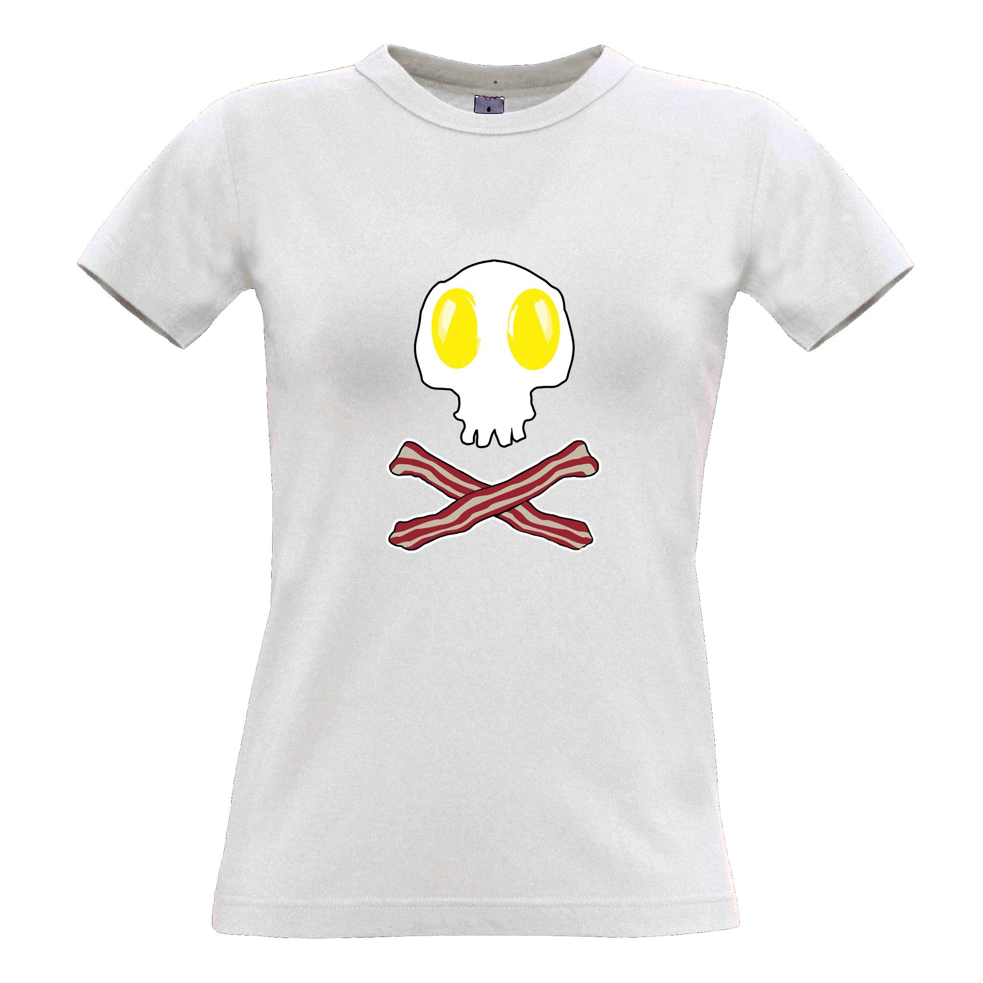 Breakfast Womens T Shirt Bacon And Egg Skull & Crossbones