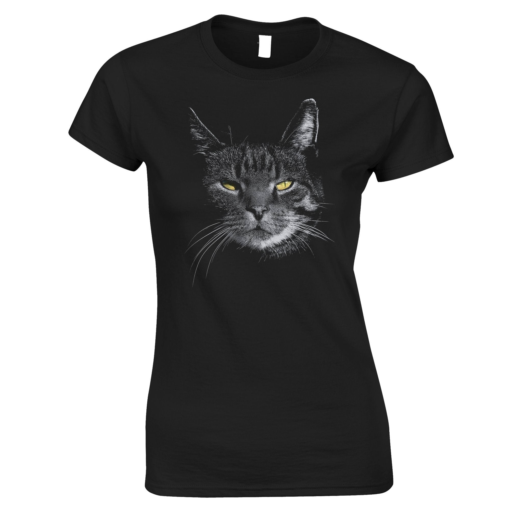 Cat Face Womens T Shirt Cute Feline Head Photo