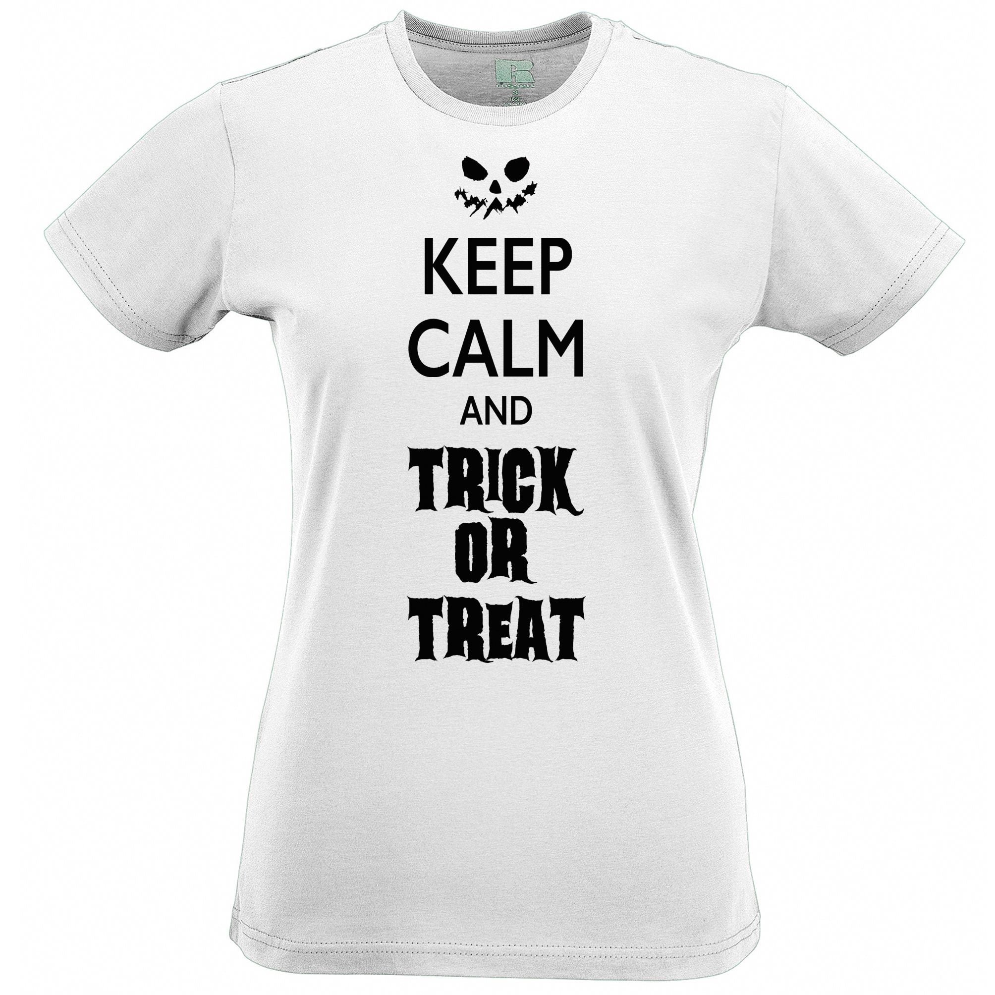 Halloween Womens T Shirt Keep Calm And Trick Or Treat