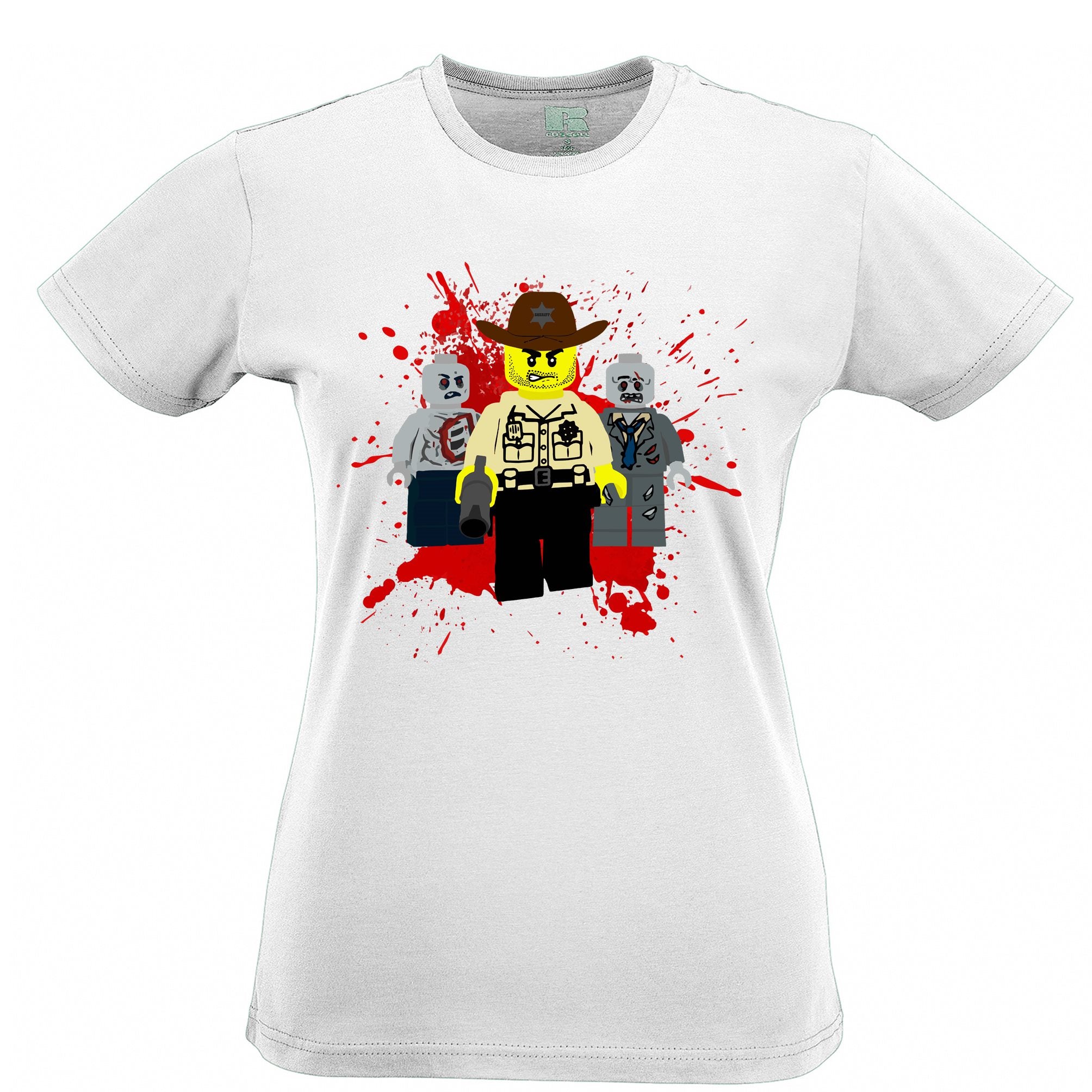 Walking Bricks Womens T Shirt Rick and Zombies