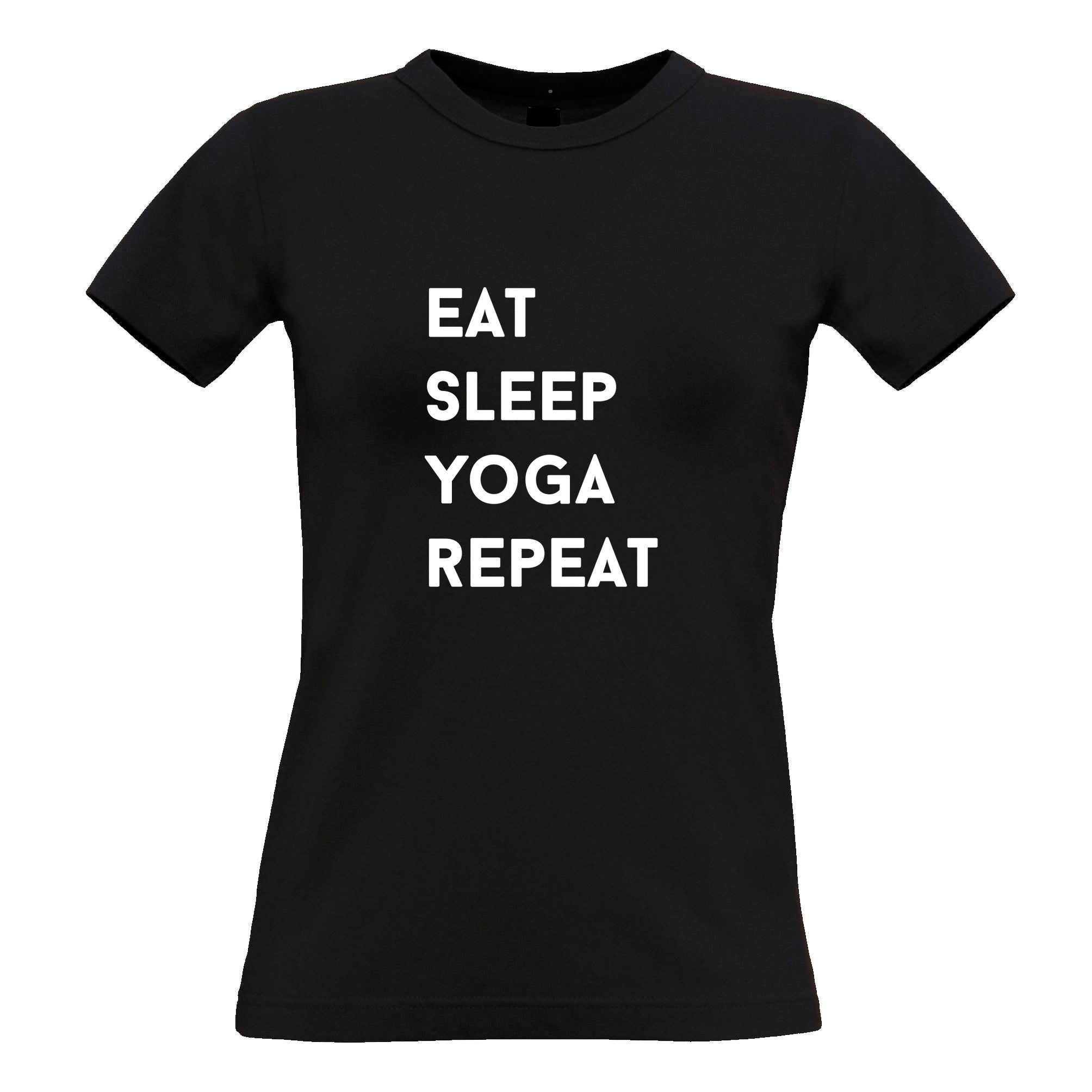 Gym Womens T Shirt Eat, Sleep, Yoga, Repeat Slogan