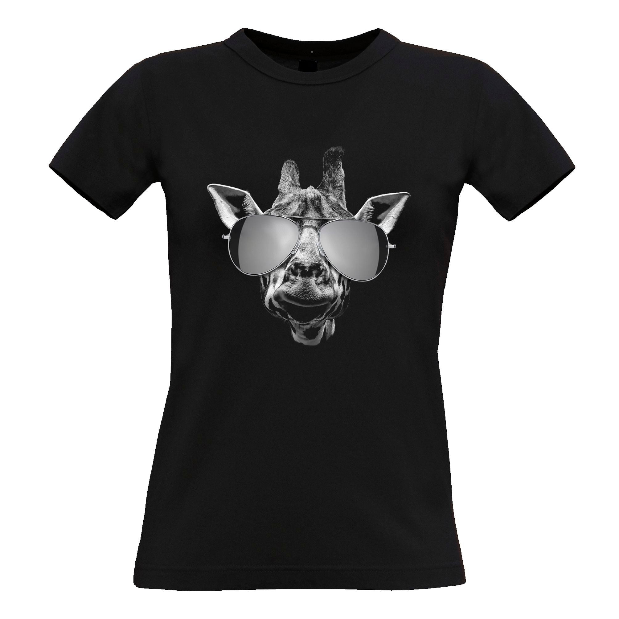 Giraffe Wearing Sunglasses Womens T Shirt