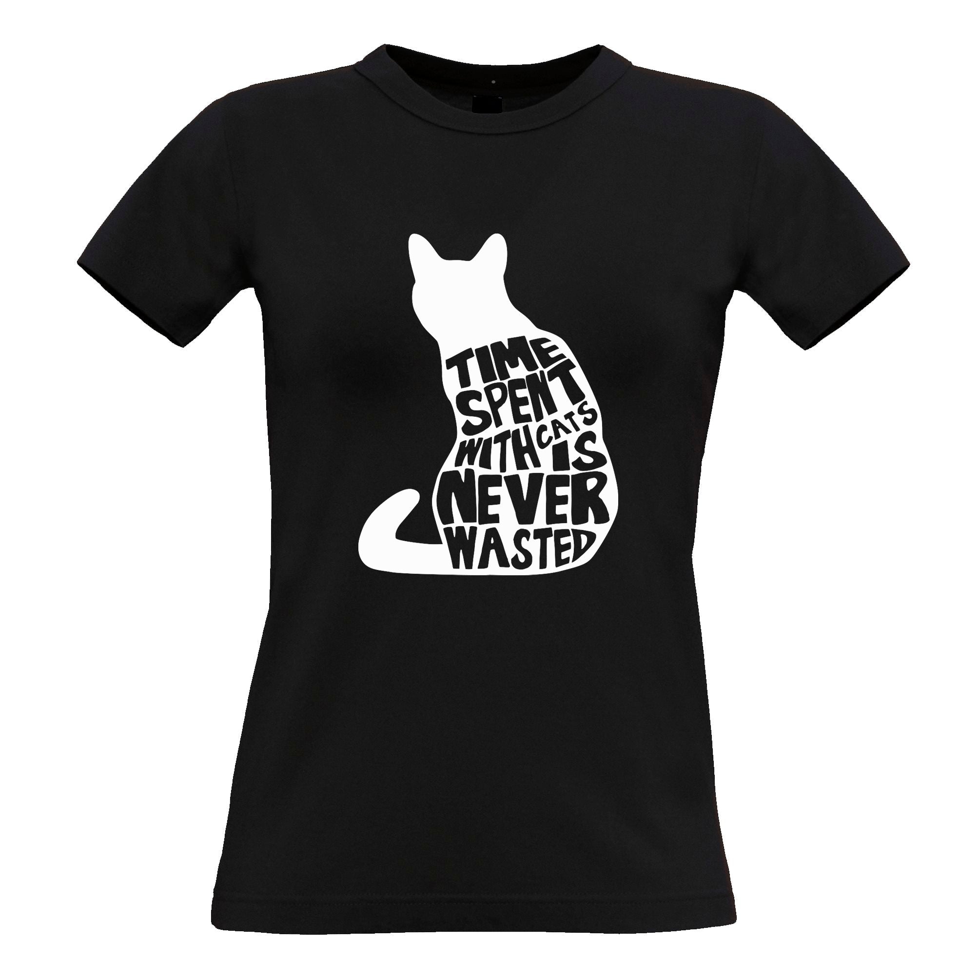 Time Spent With Cats is Never Wasted Womens T Shirt