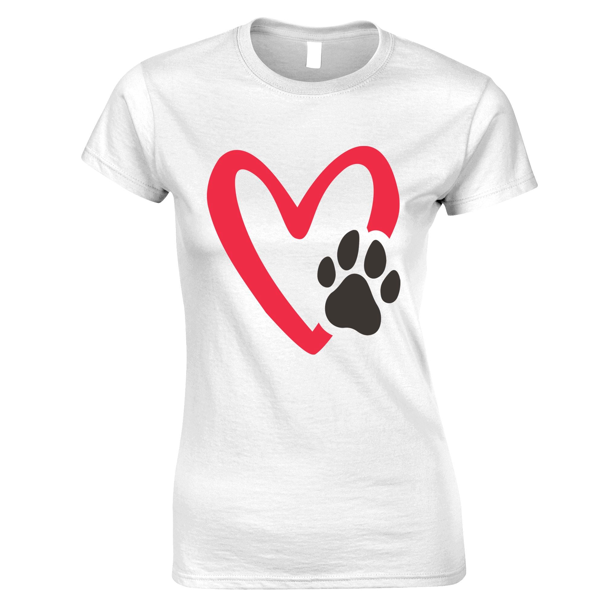 Dog Pawprint Love Womens T Shirt