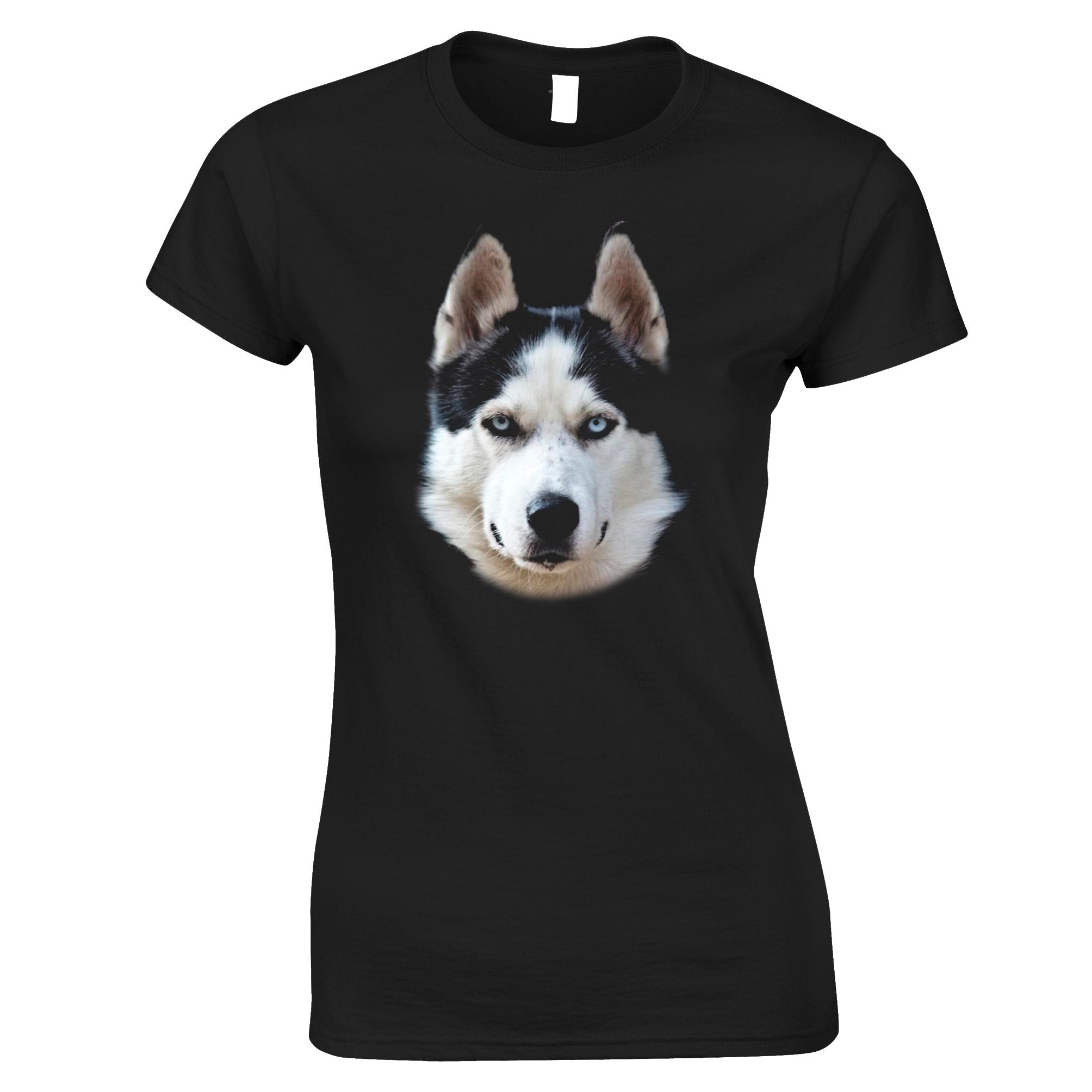 Husky Face Womens T Shirt Cute Dogs Head Photo