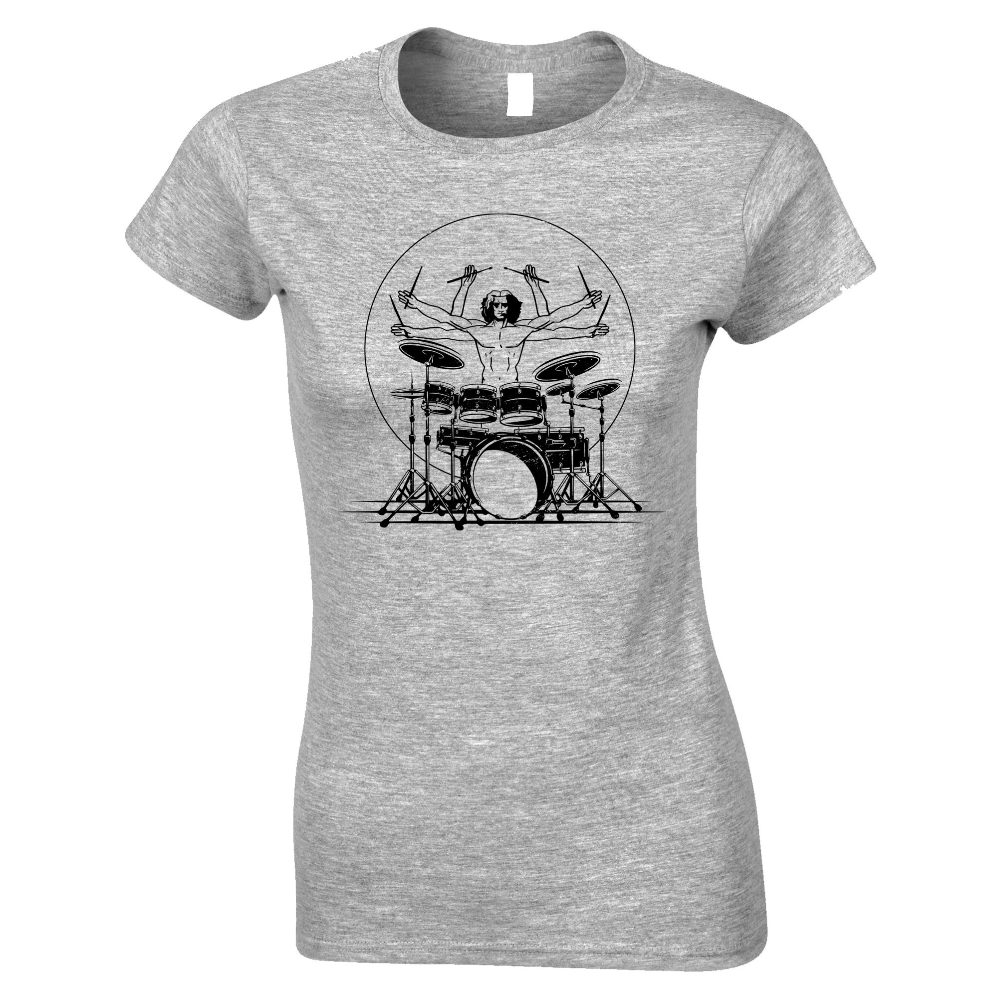 Vitruvian Drummer Womens T Shirt