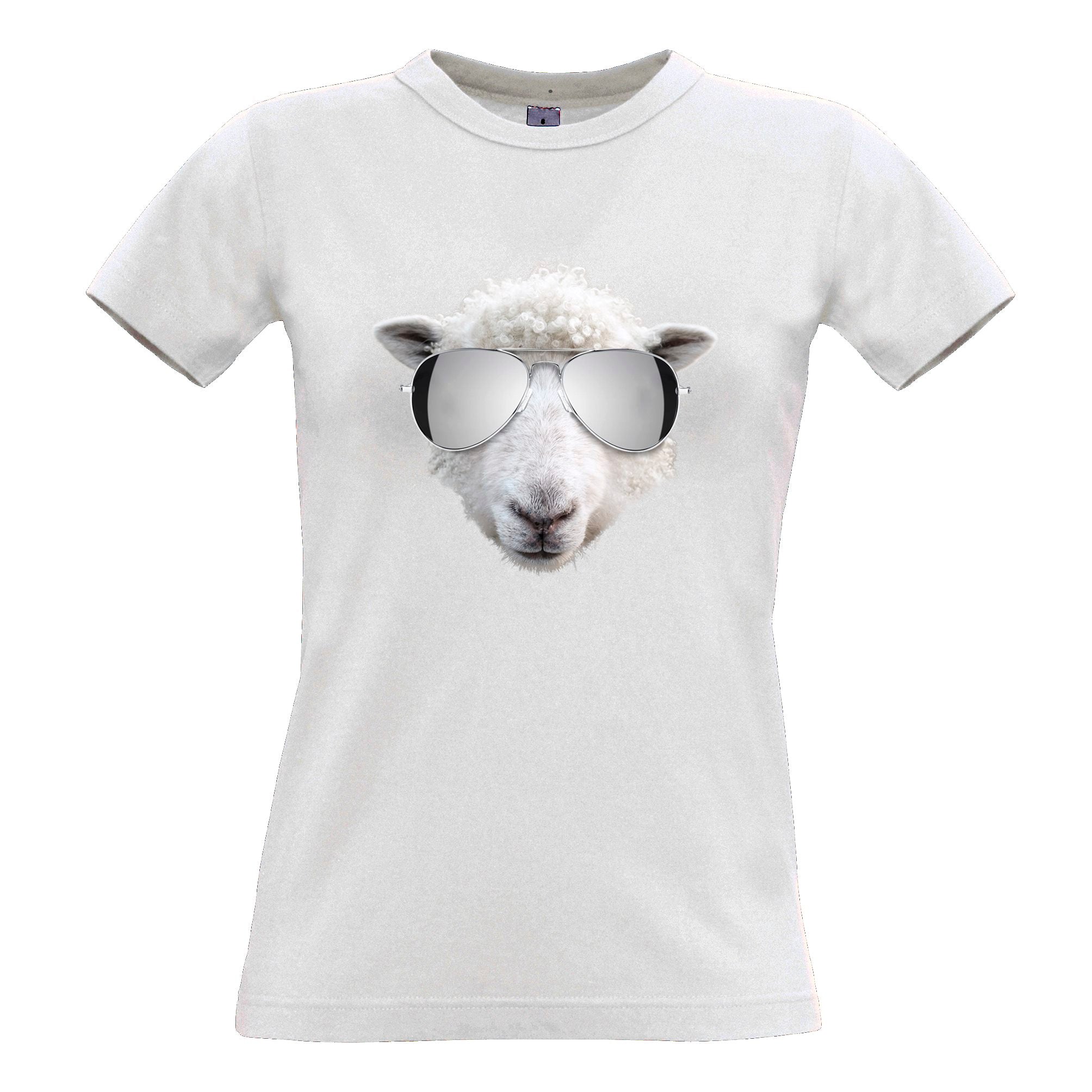 Sheep Wearing Sunglasses Womens T Shirt