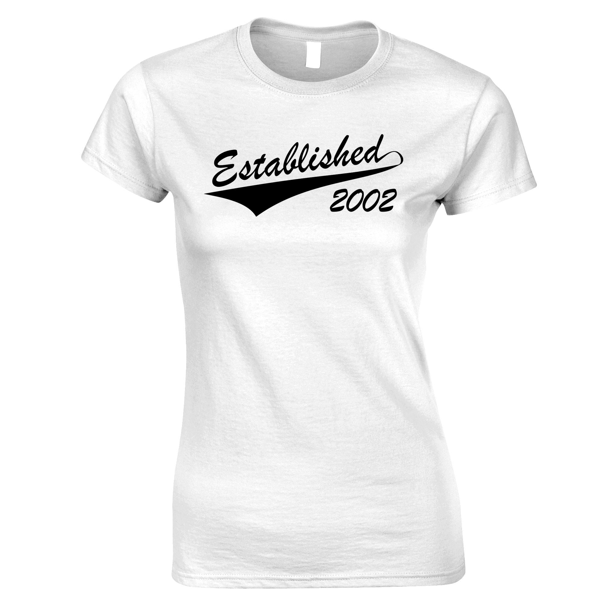 21st Birthday Womens T Shirt Established 2002