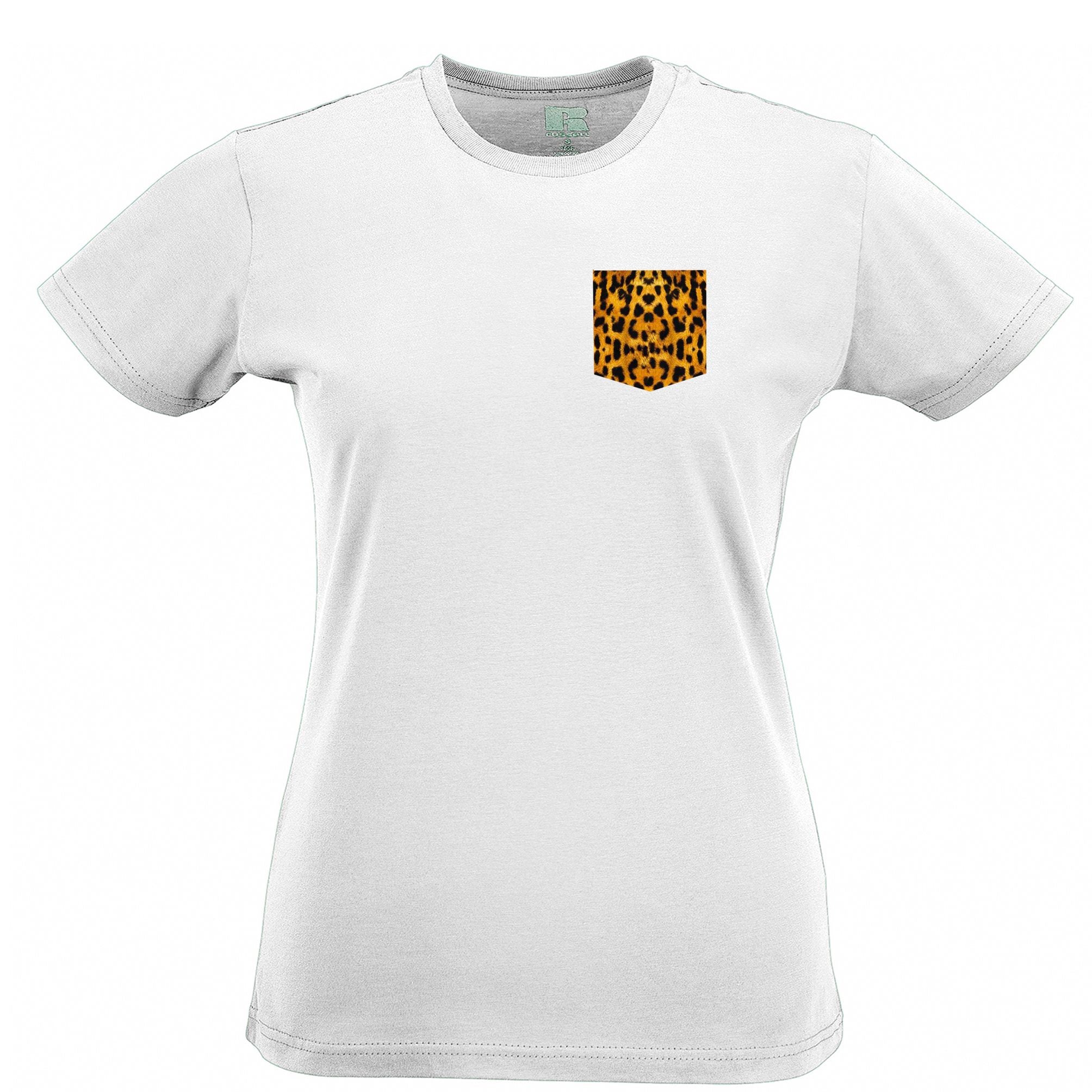 Hipster Womens T Shirt Leopard Print Fake Pocket