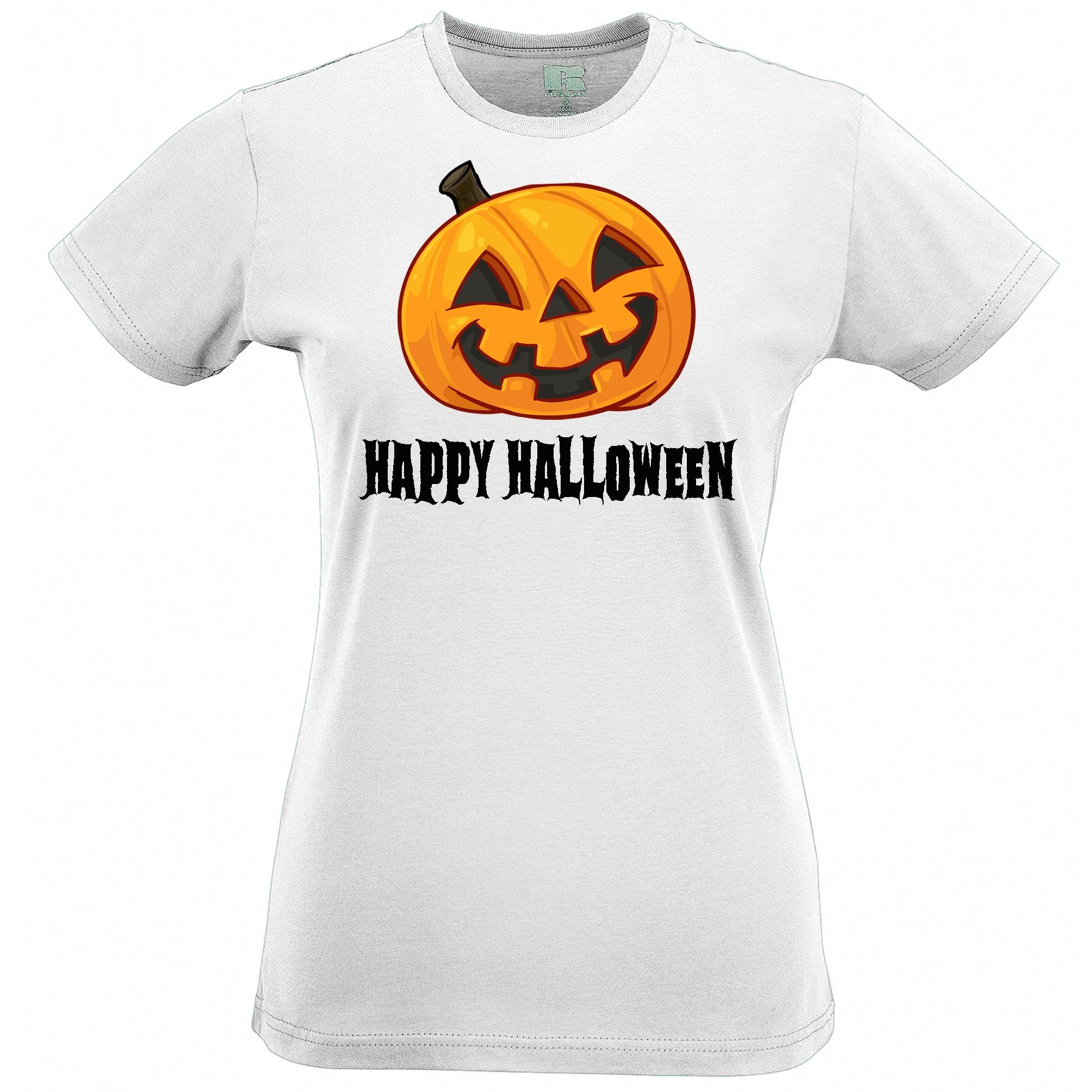 Happy Halloween Womens T Shirt Jack O Lantern