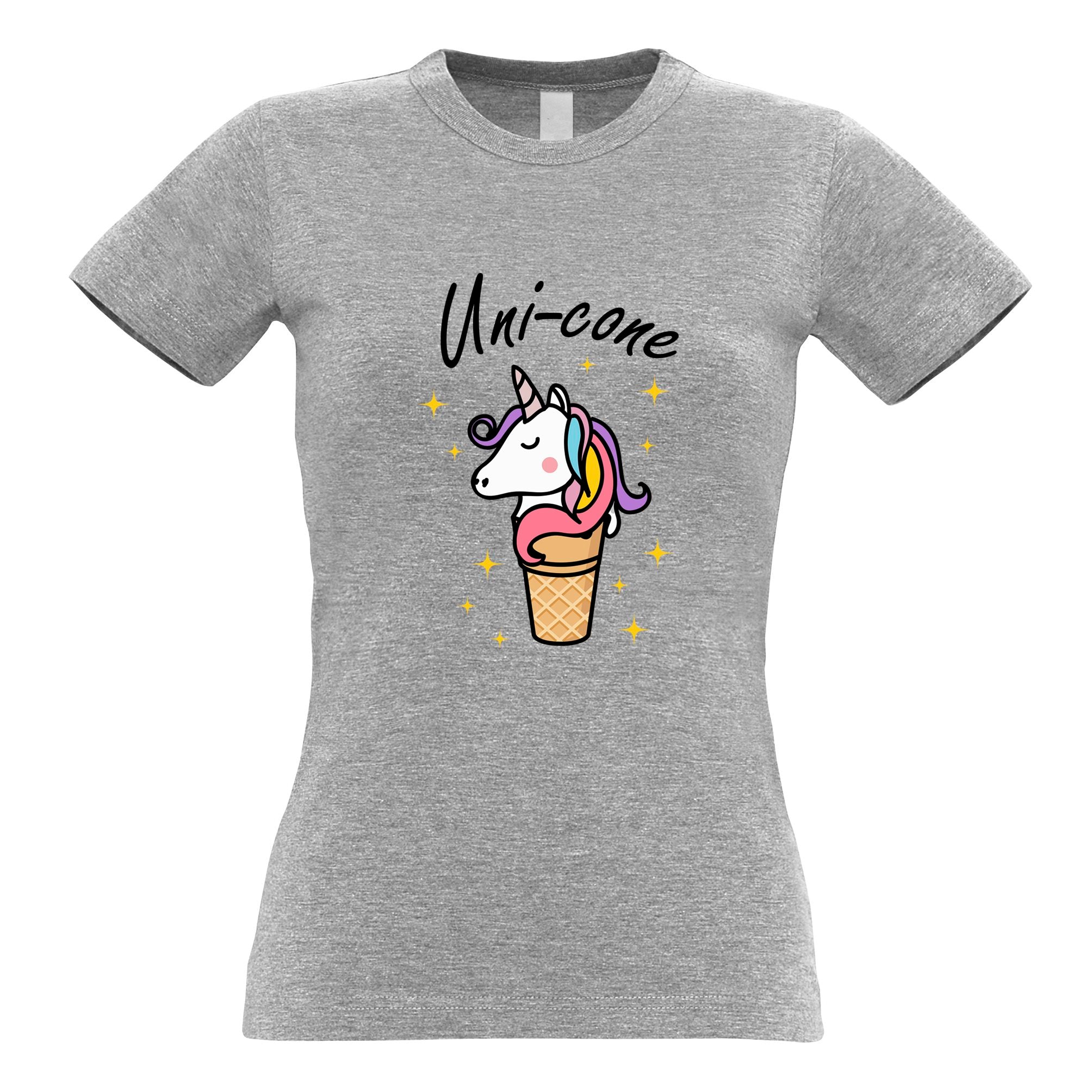 Fantasy Joke Womens T Shirt Uni-Cone Ice Cream Unicorn Pun Tee