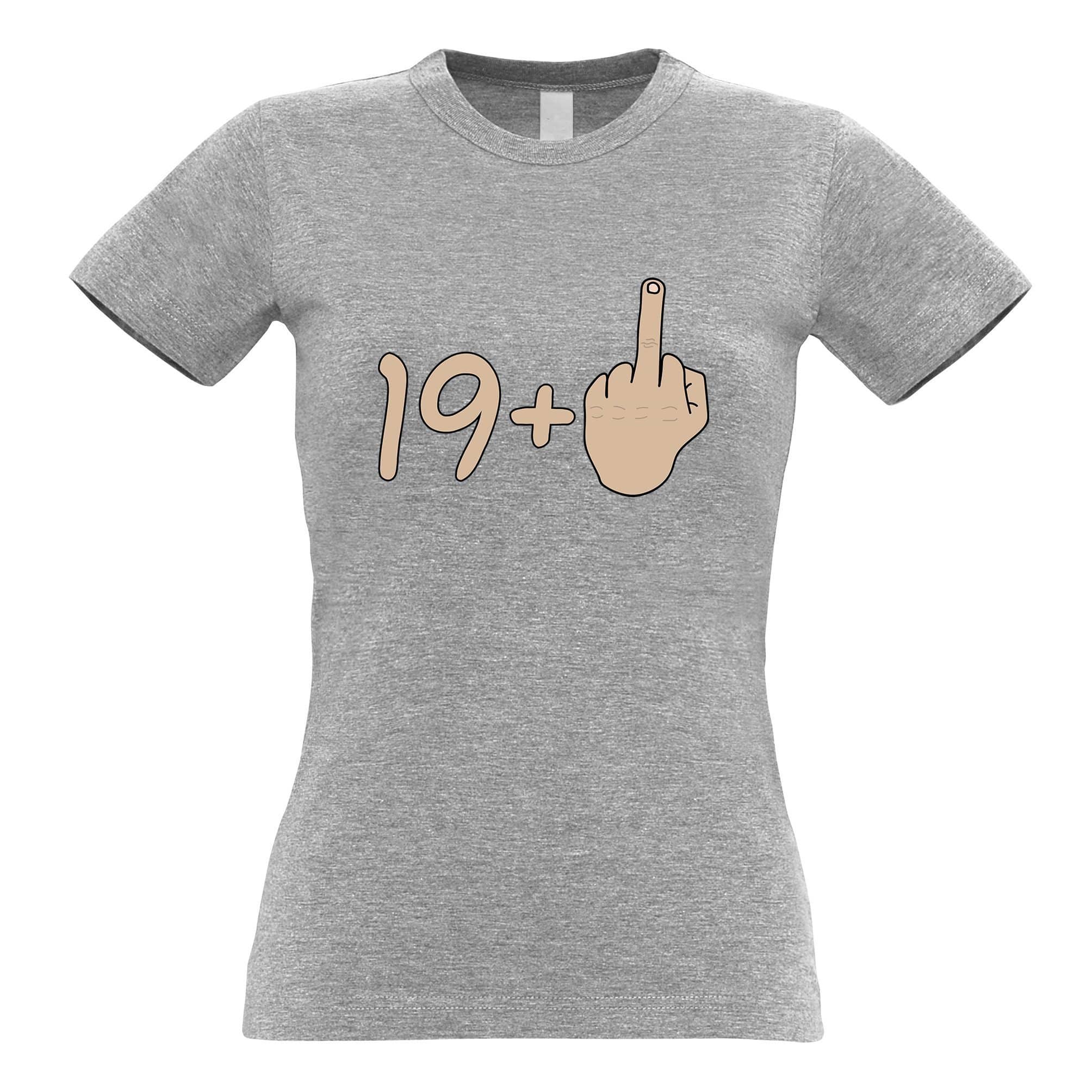 Rude 20th Birthday Womens T Shirt 19 + 1 Gesture (White)