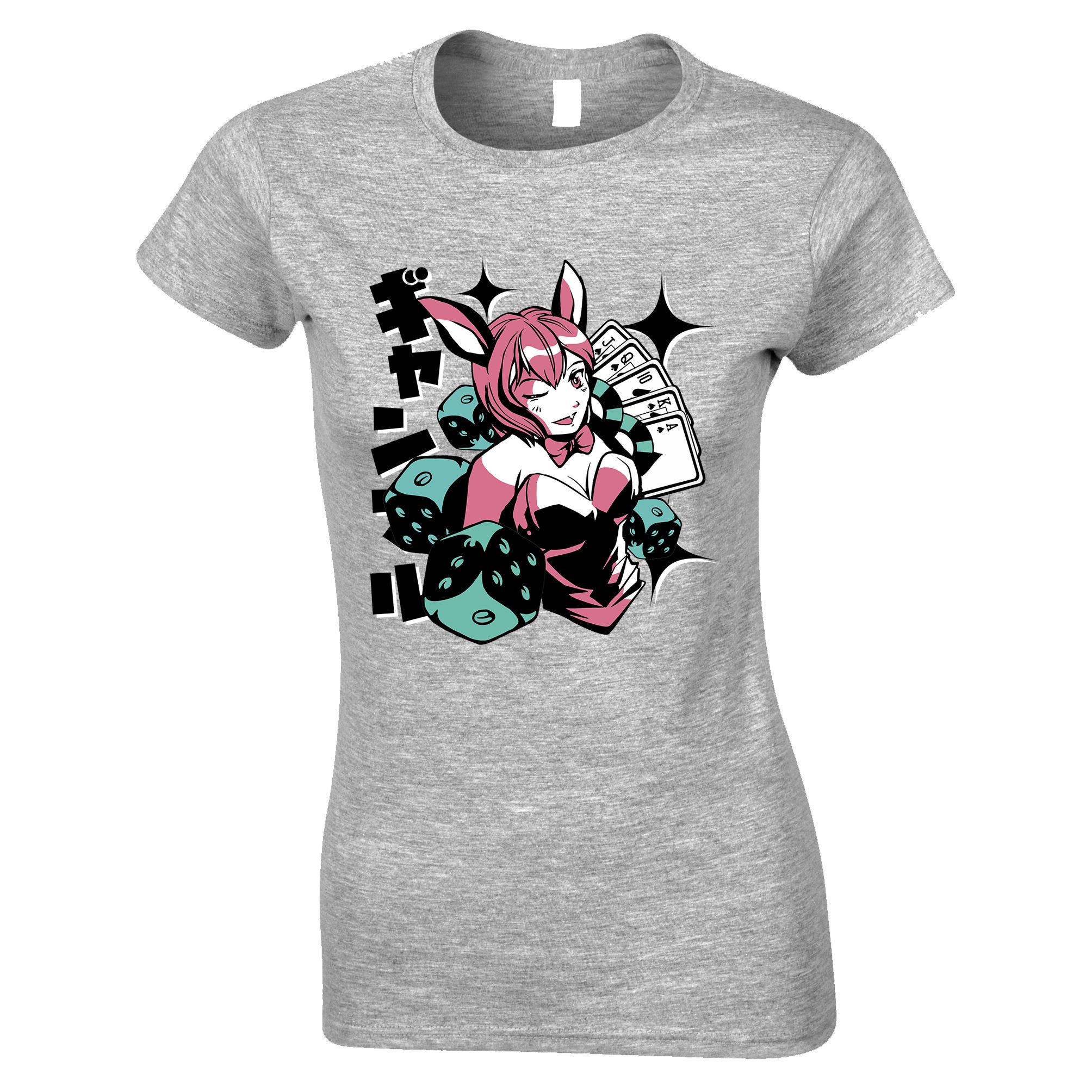 Winking Girl Anime Womens T Shirt