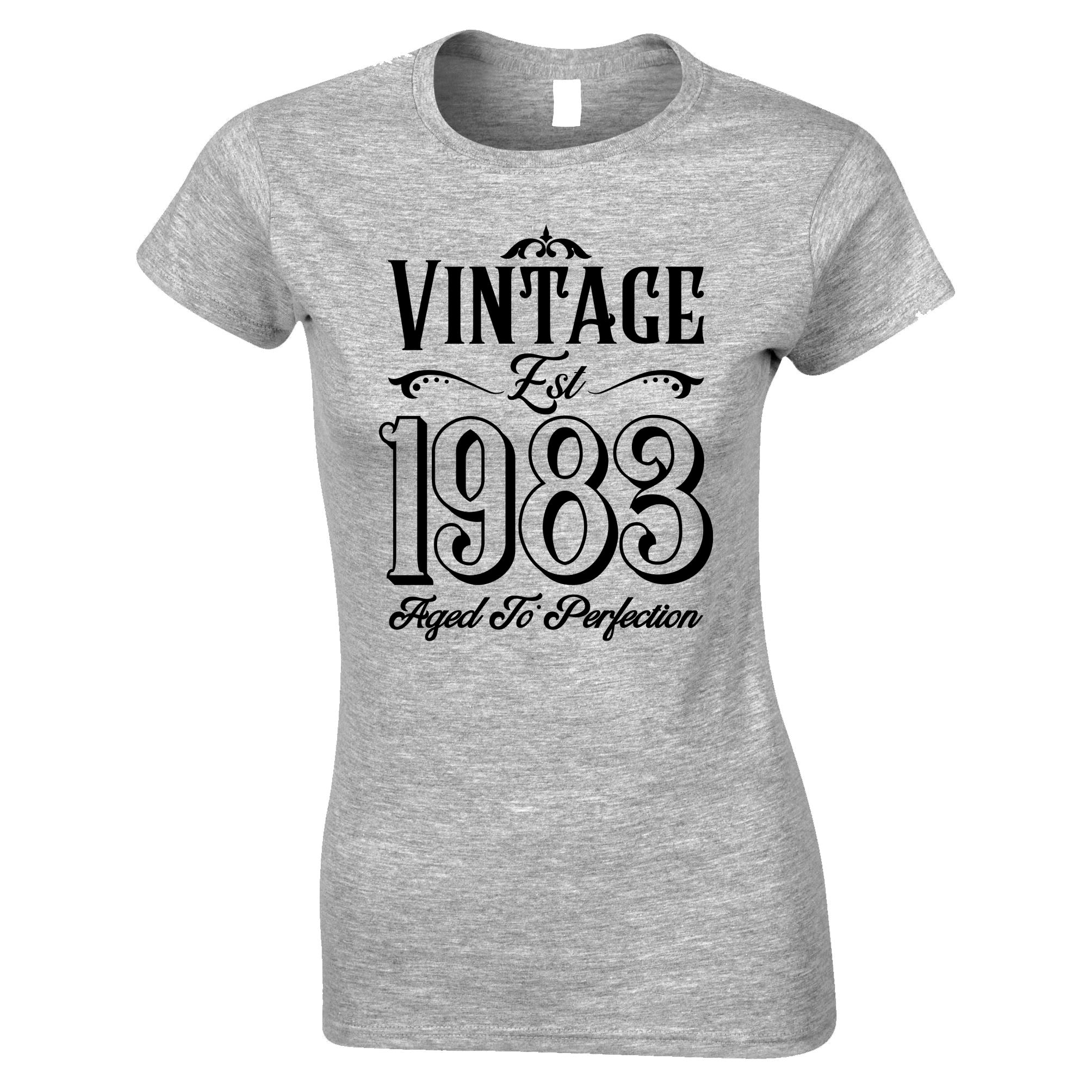 40th Birthday Womens T Shirt Vintage 1983, Aged To Perfection