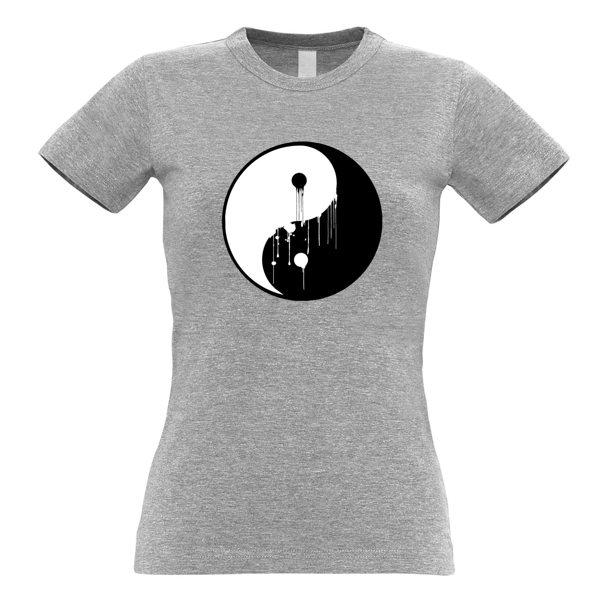 Dripping Paint Ying Yang Womens T Shirt