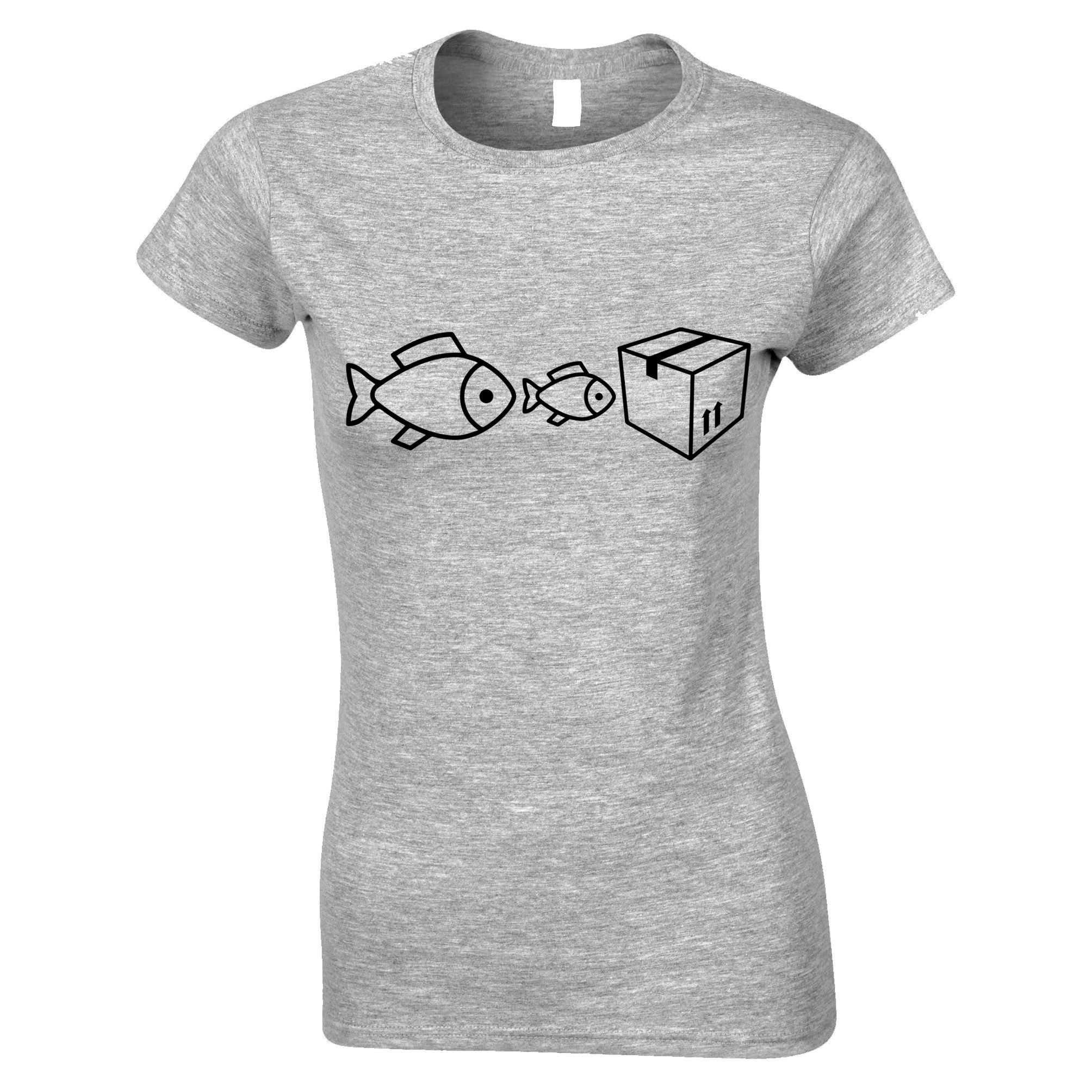 Big Fish, Little Fish, Cardboard Box Womens T Shirt