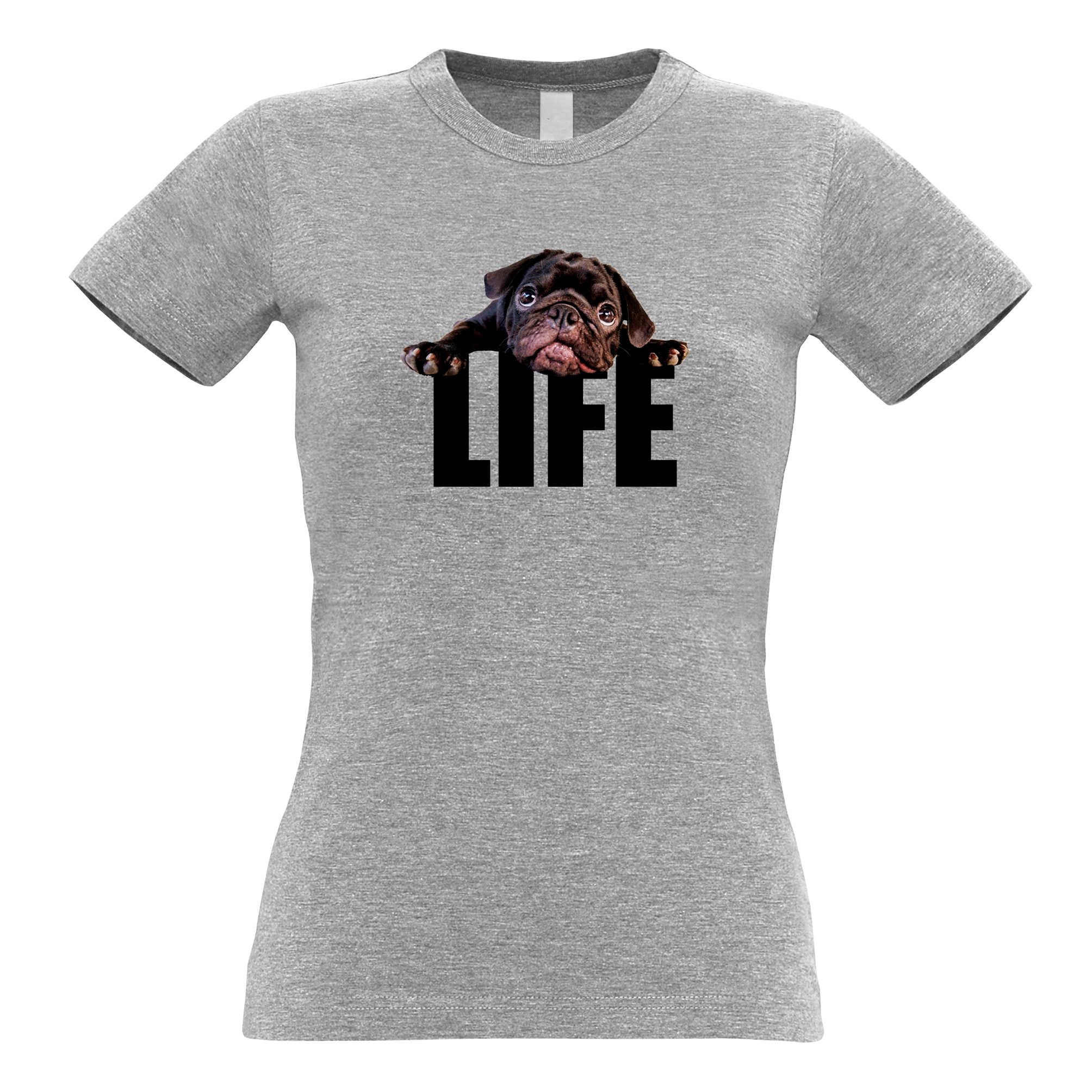 Cute Dog Womens T Shirt Pug Life Puppy Tee