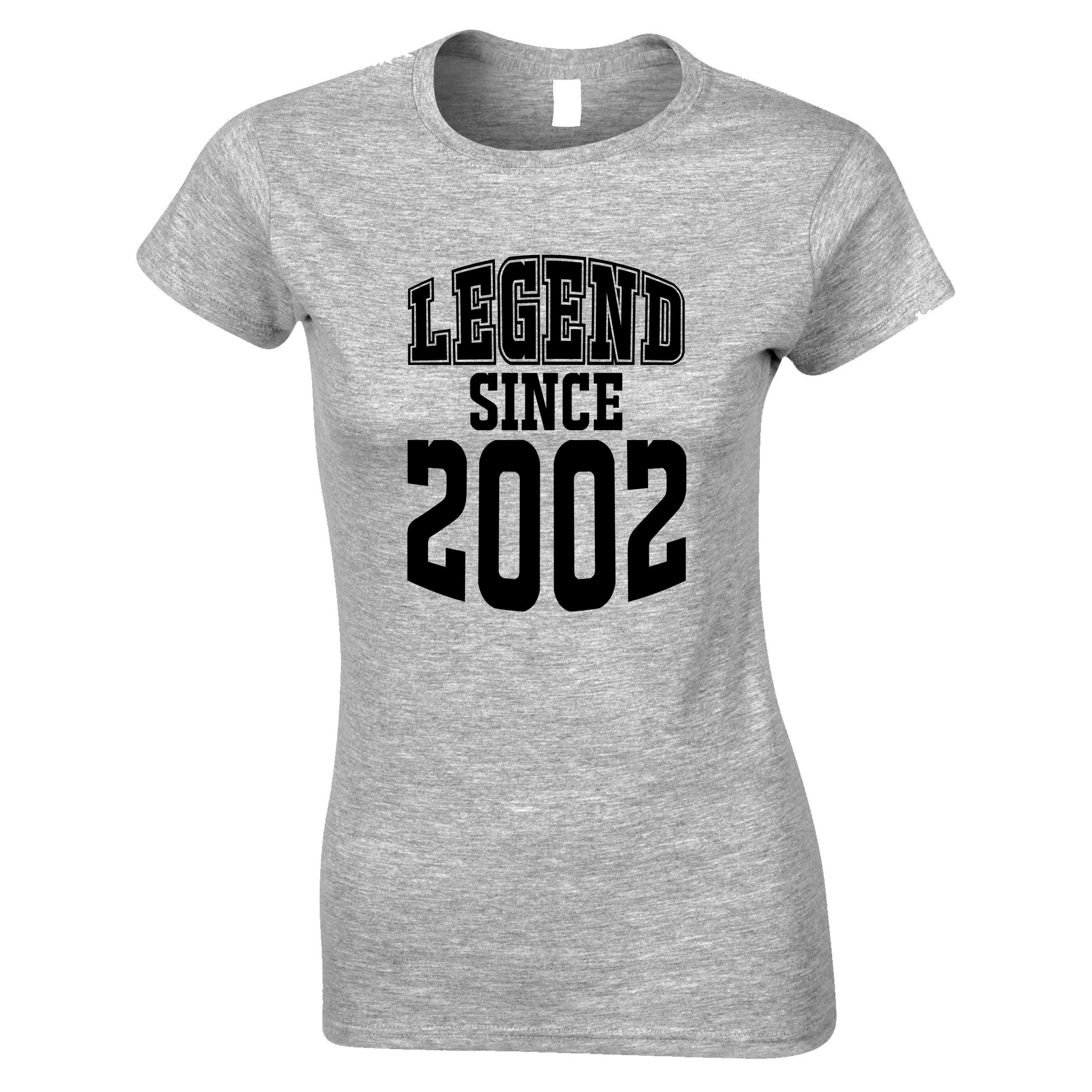 21st Birthday Womens T Shirt Legend Since 2002