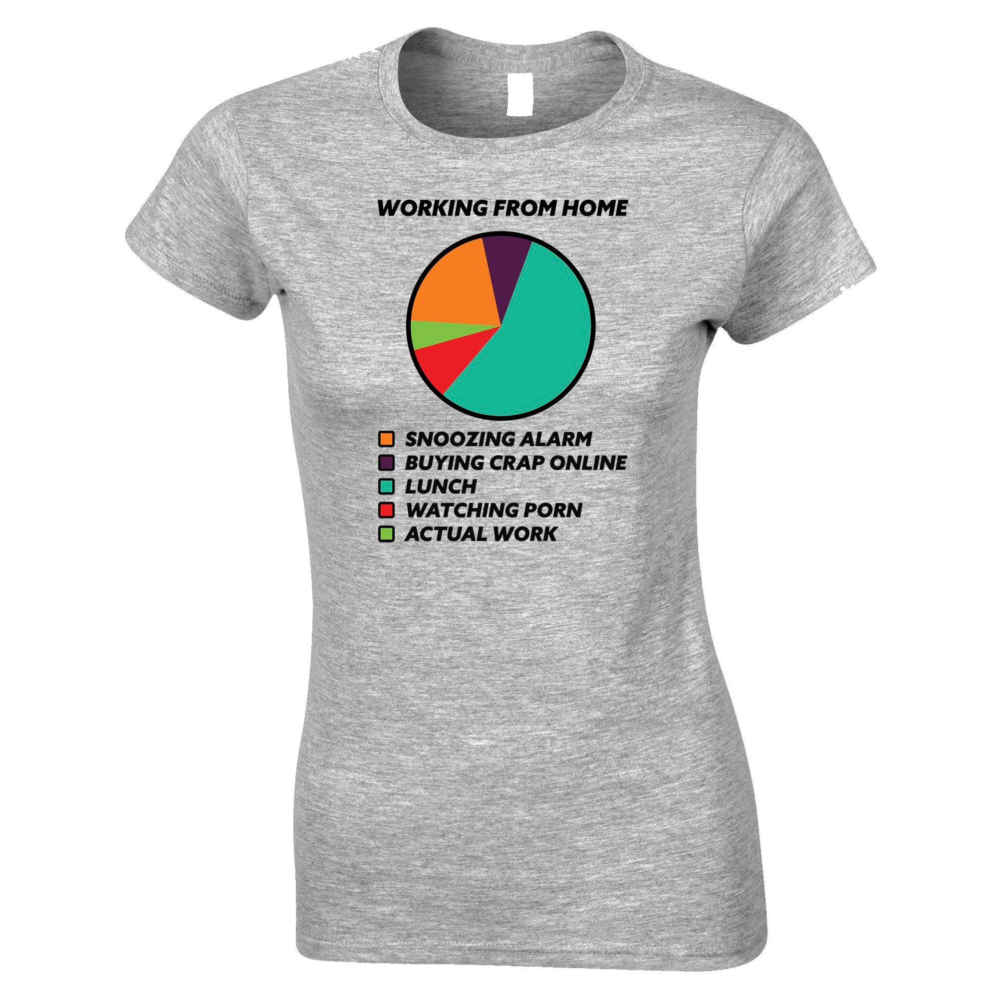 Working From Home Womens T Shirt Pie Chart Joke