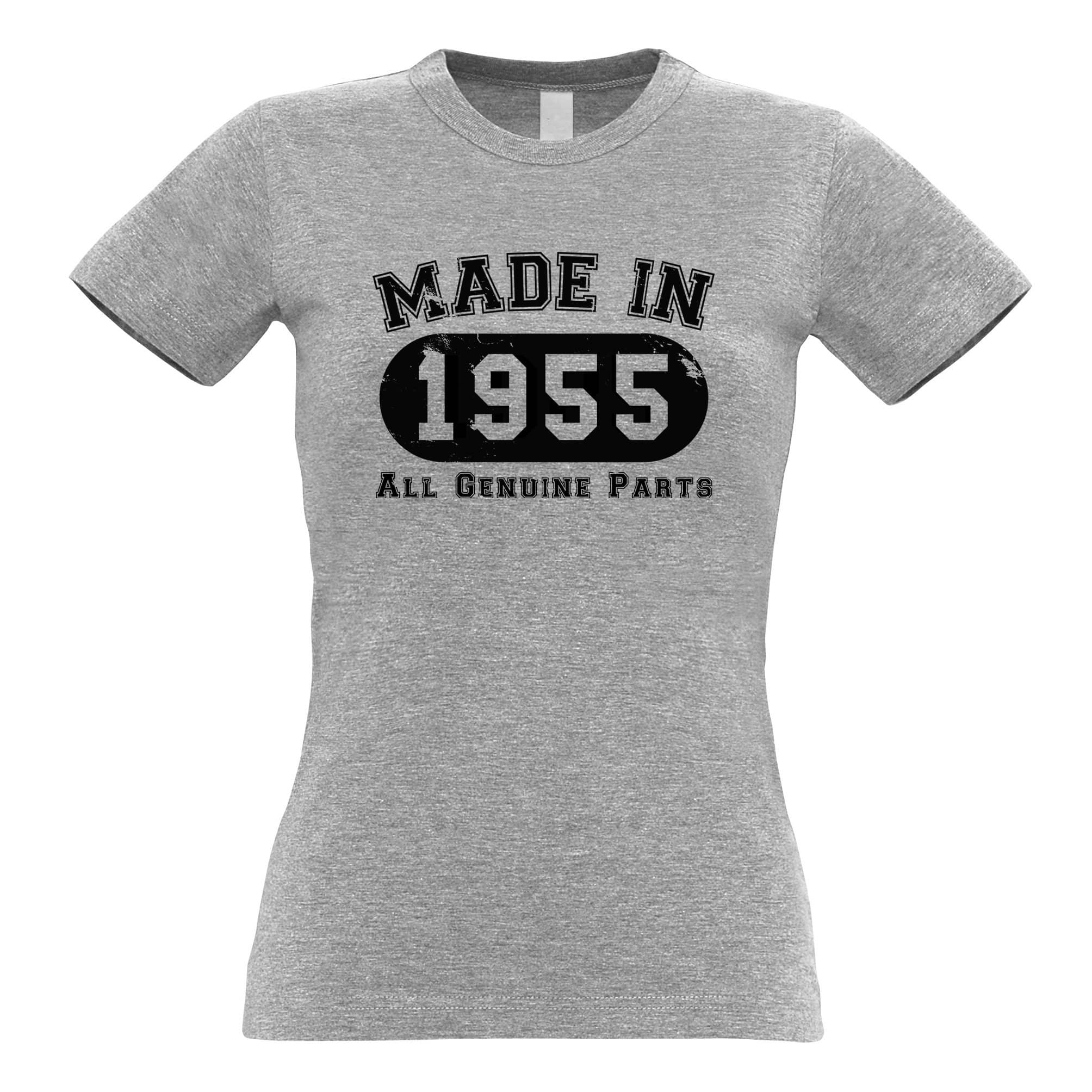 Birthday Womens T Shirt Made in 1955 All Genuine Parts