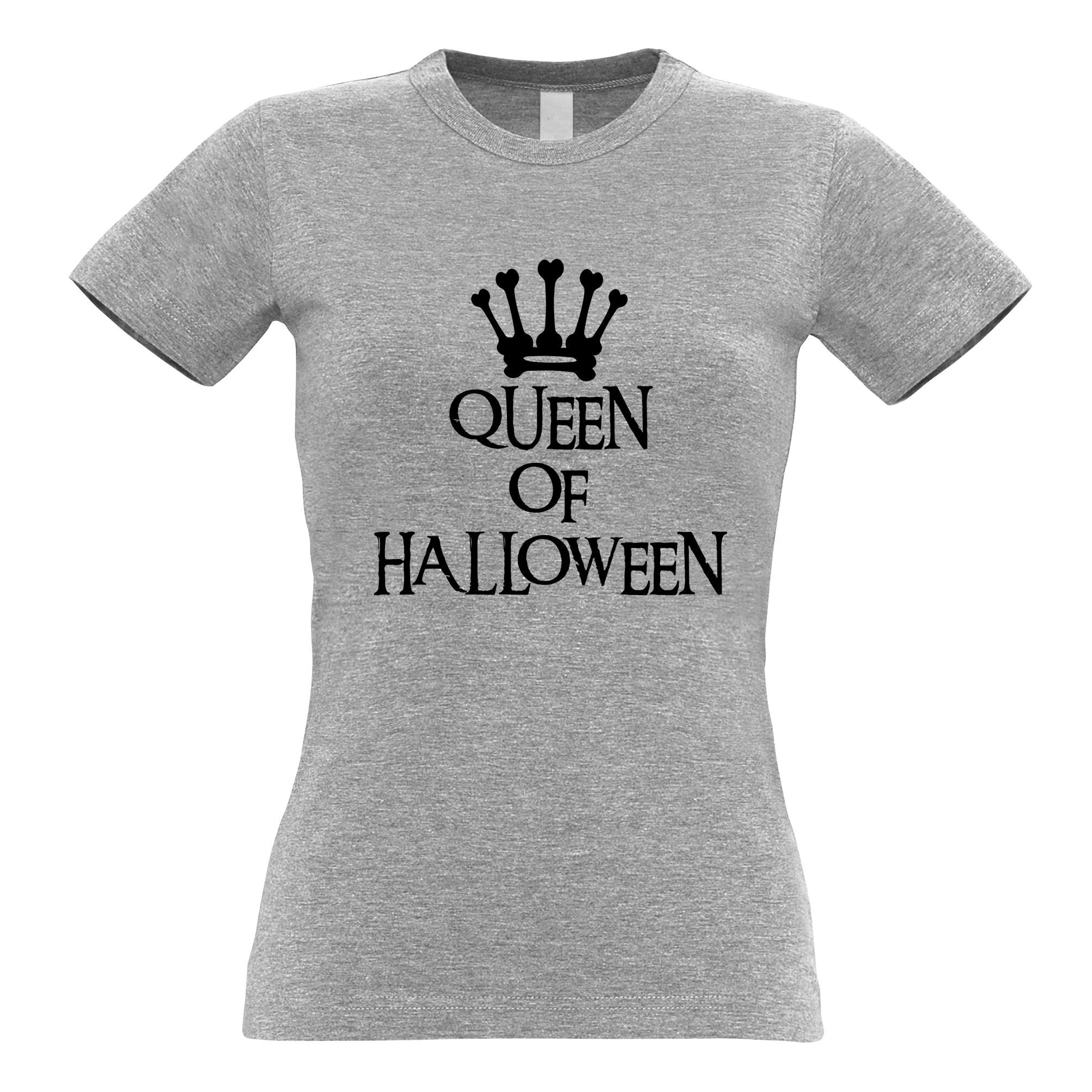 Novelty Spooky Womens T Shirt Queen Of Halloween Crown