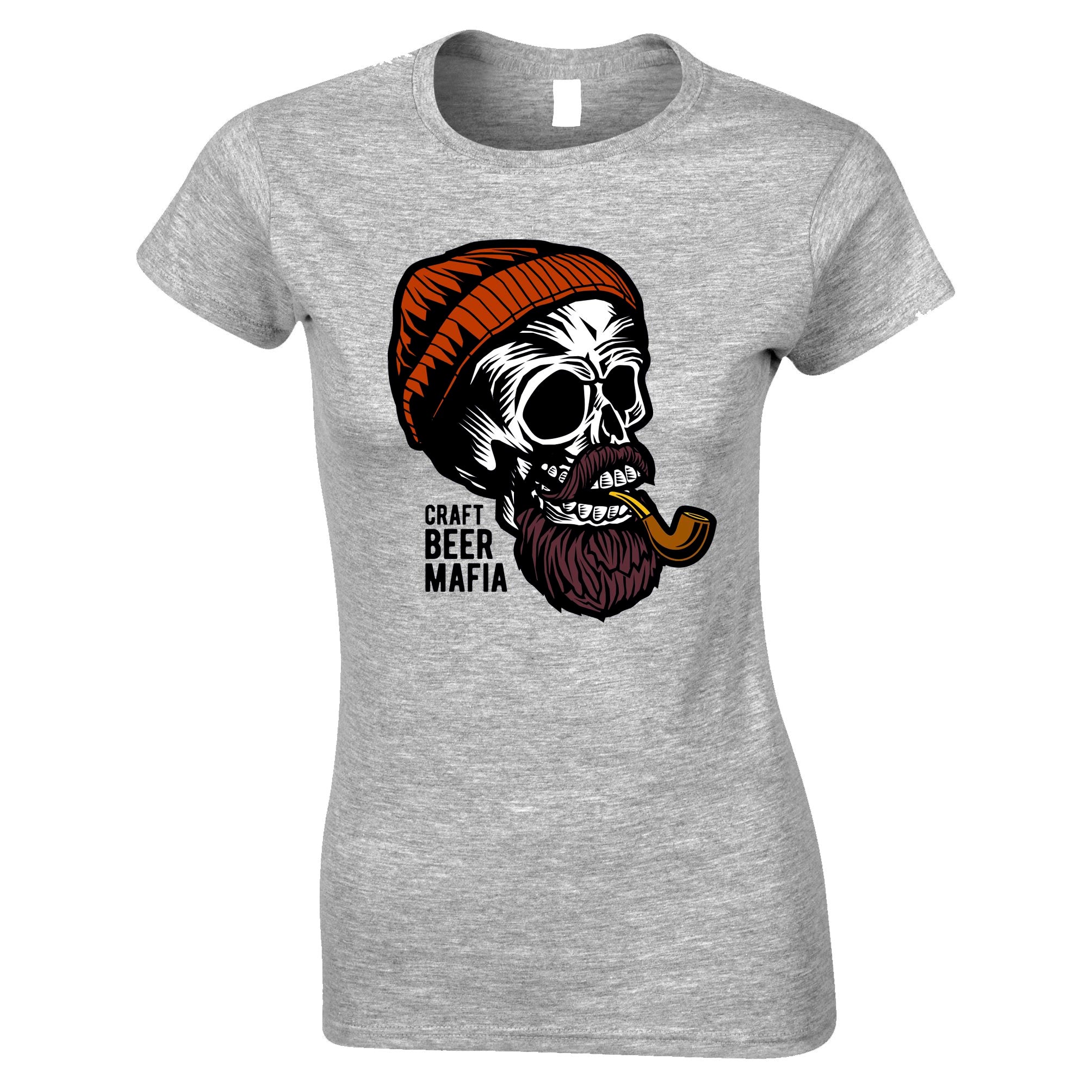 Alcohol Womens T Shirt Craft Beer Mafia Skull