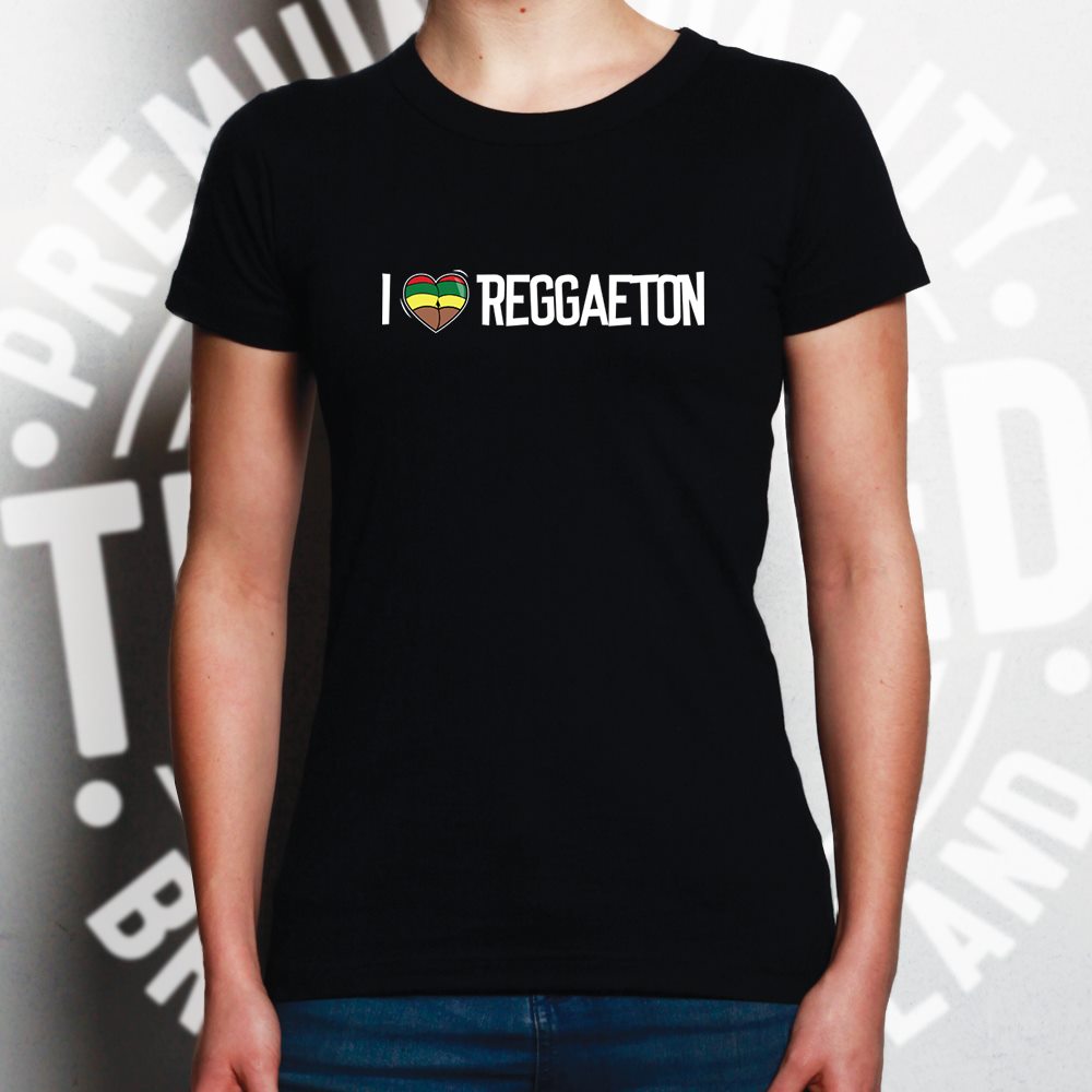 Music Womens T Shirt I Love Reggaeton Reggae Jamaica Dub Soca