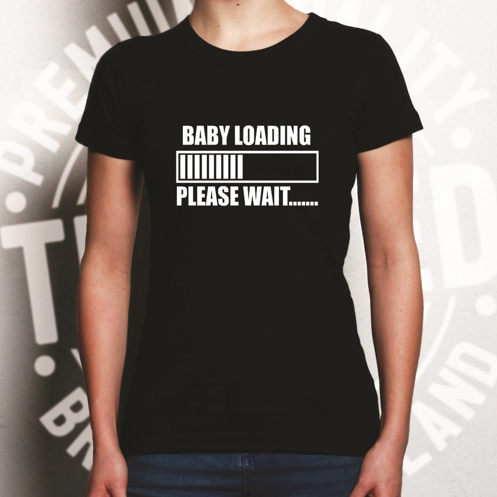 Novelty Womens T Shirt Baby Loading Bar Please Wait