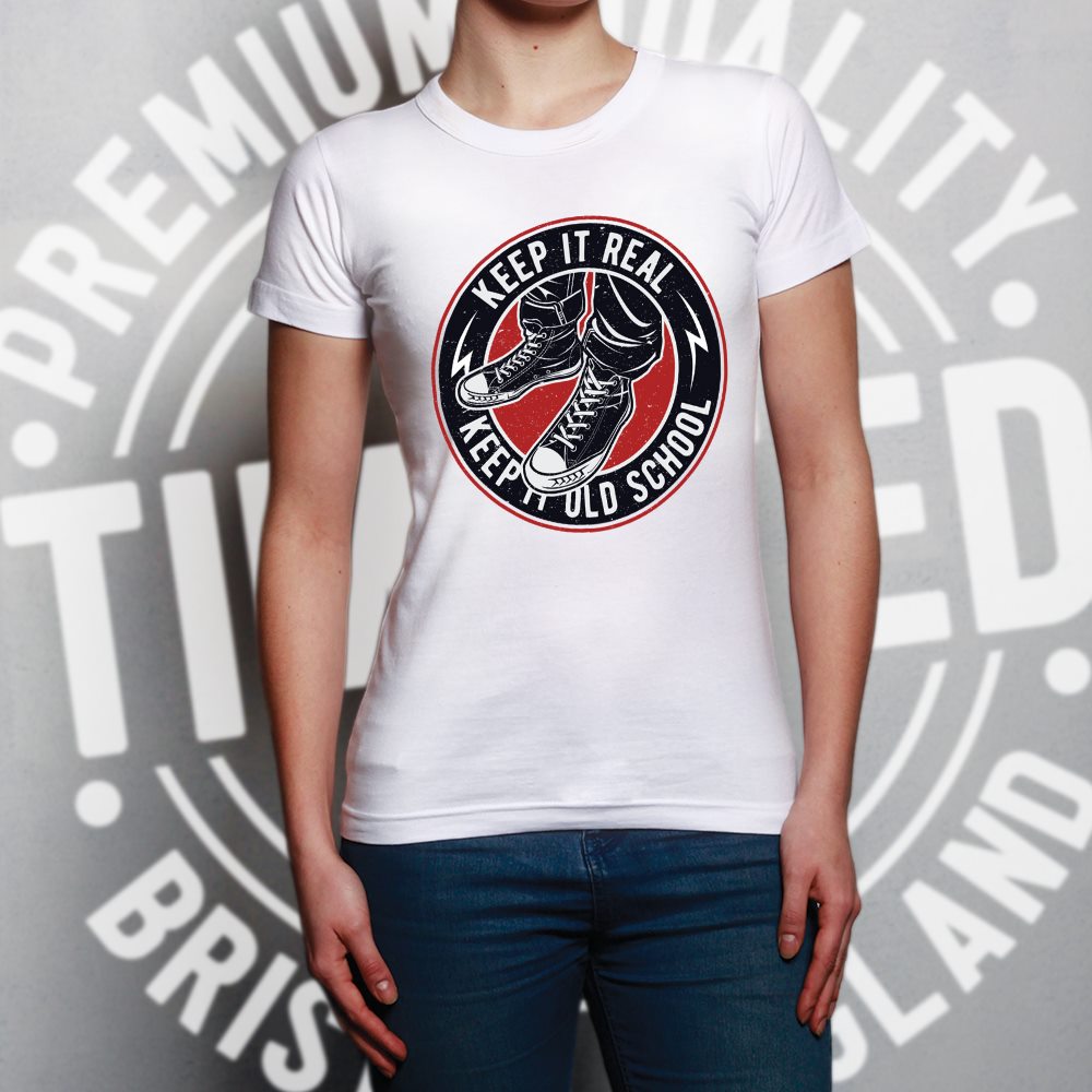 Retro Womens T Shirt Keep It Real, Keep It Old School Logo