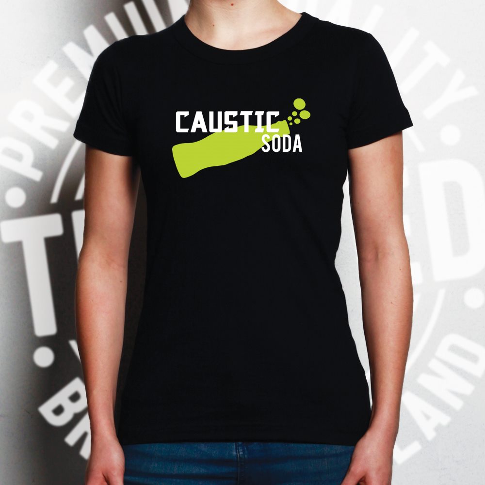 Novelty Gaming Womens T Shirt Caustic Soda Drink