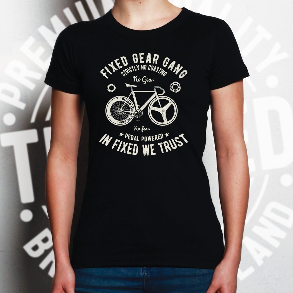 Cycling Womens T Shirt Fixed Gear Gang Cyclist Biker