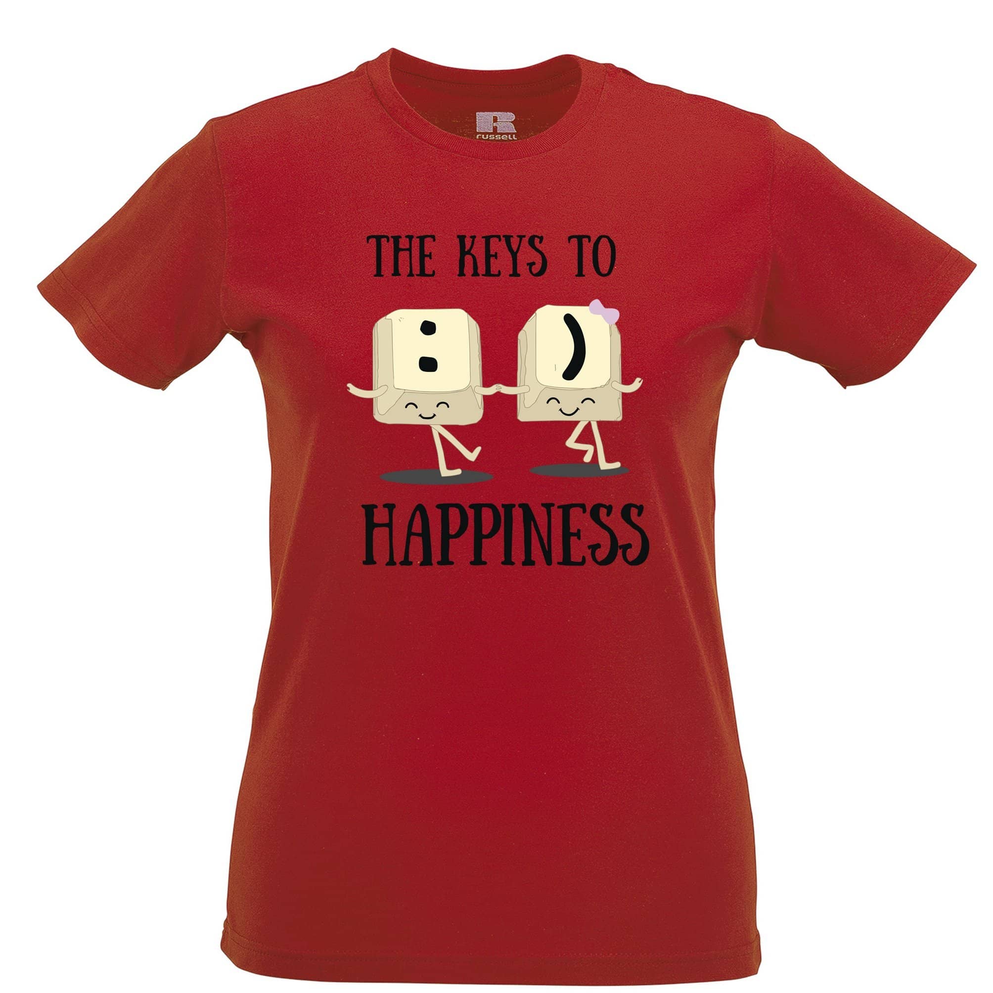 Novelty Computer Womens T Shirt The Keys To Happiness :) Pun