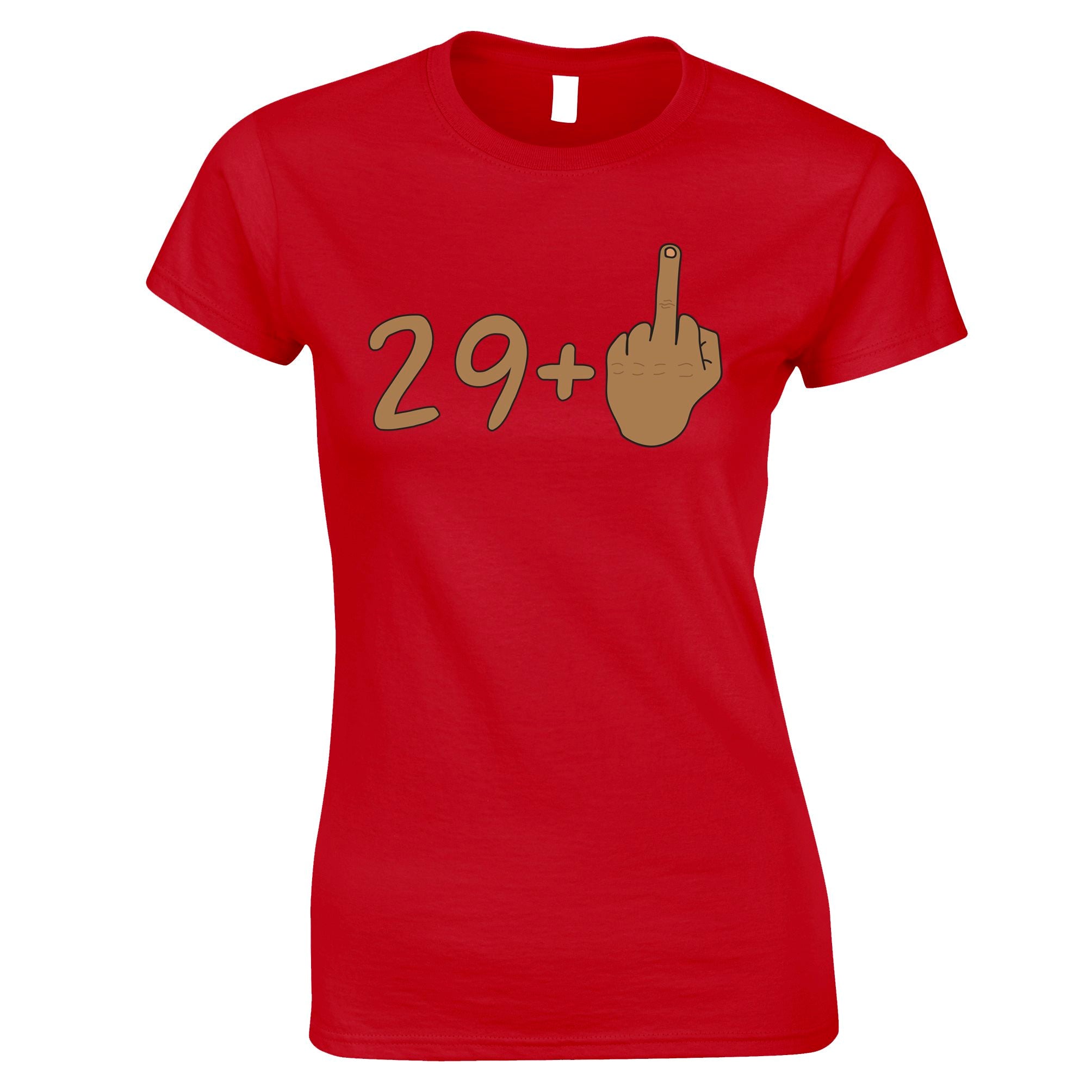 Rude 30th Birthday Womens T Shirt 29 + 1 Gesture (Tan)