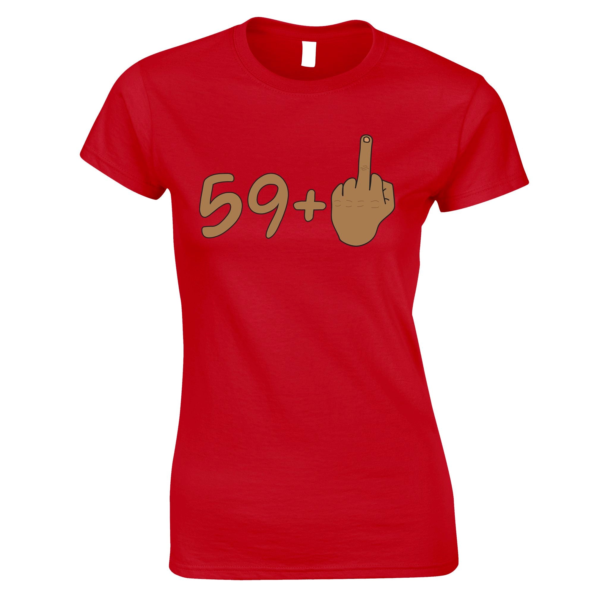 Rude 60th Birthday Womens T Shirt 59 + 1 Gesture (Tan)