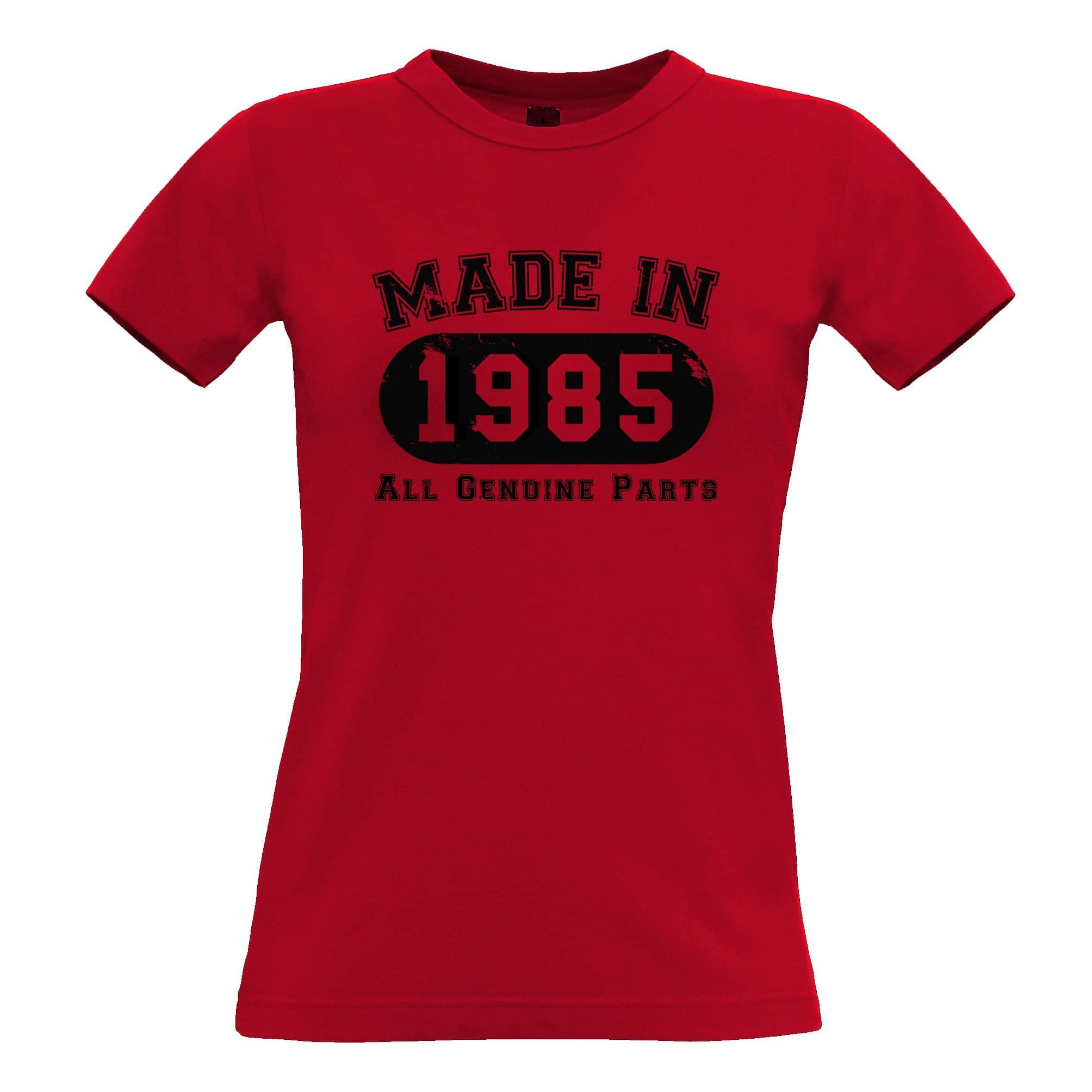 Birthday Womens T Shirt Made in 1985 All Genuine Parts