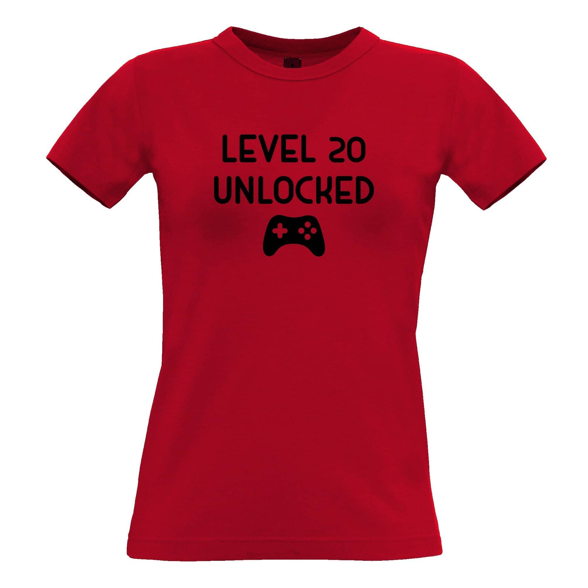 Gamers 20th Birthday Womens T Shirt Level 20 Unlocked