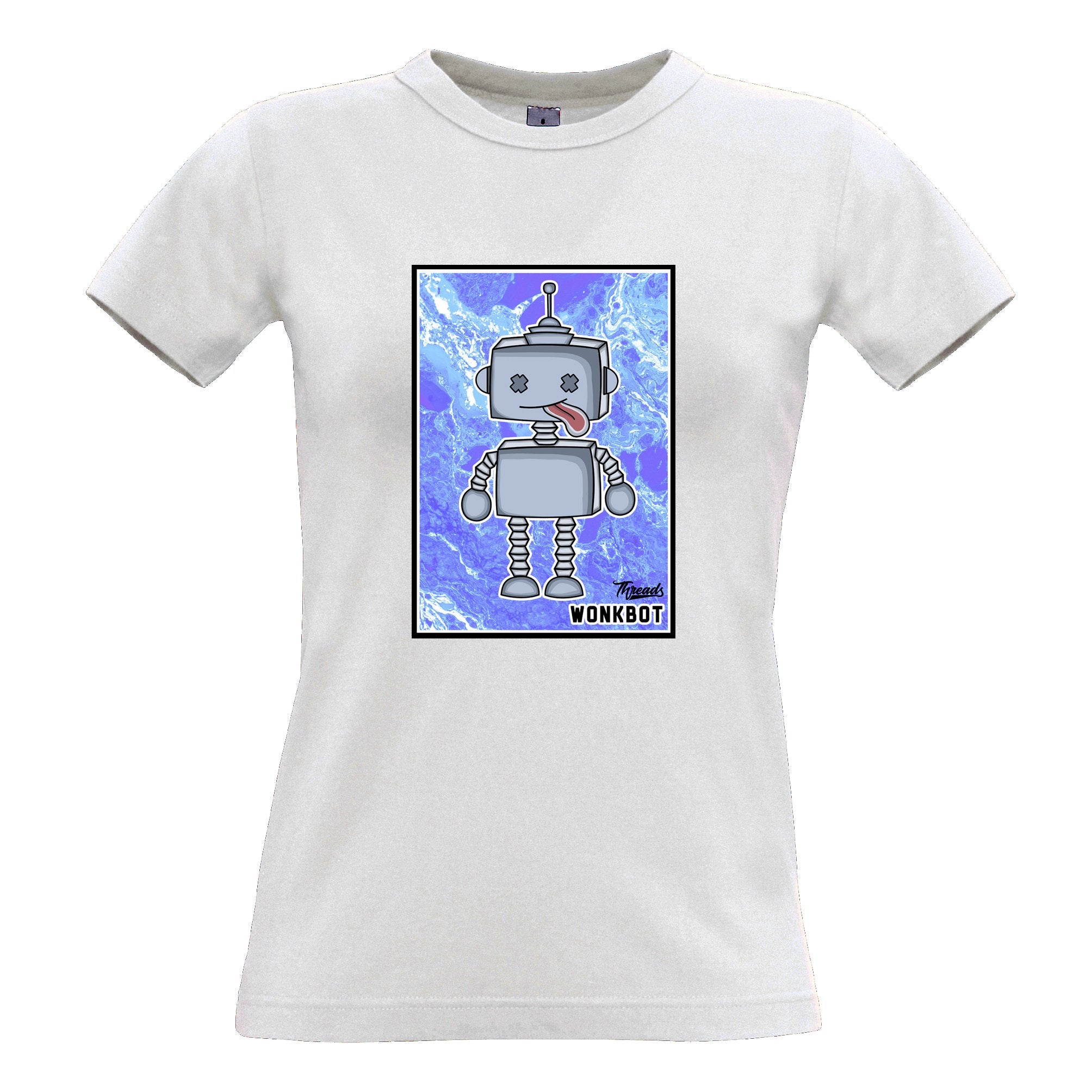 Designer Womens T Shirt Threads Wonkbot Robot Logo