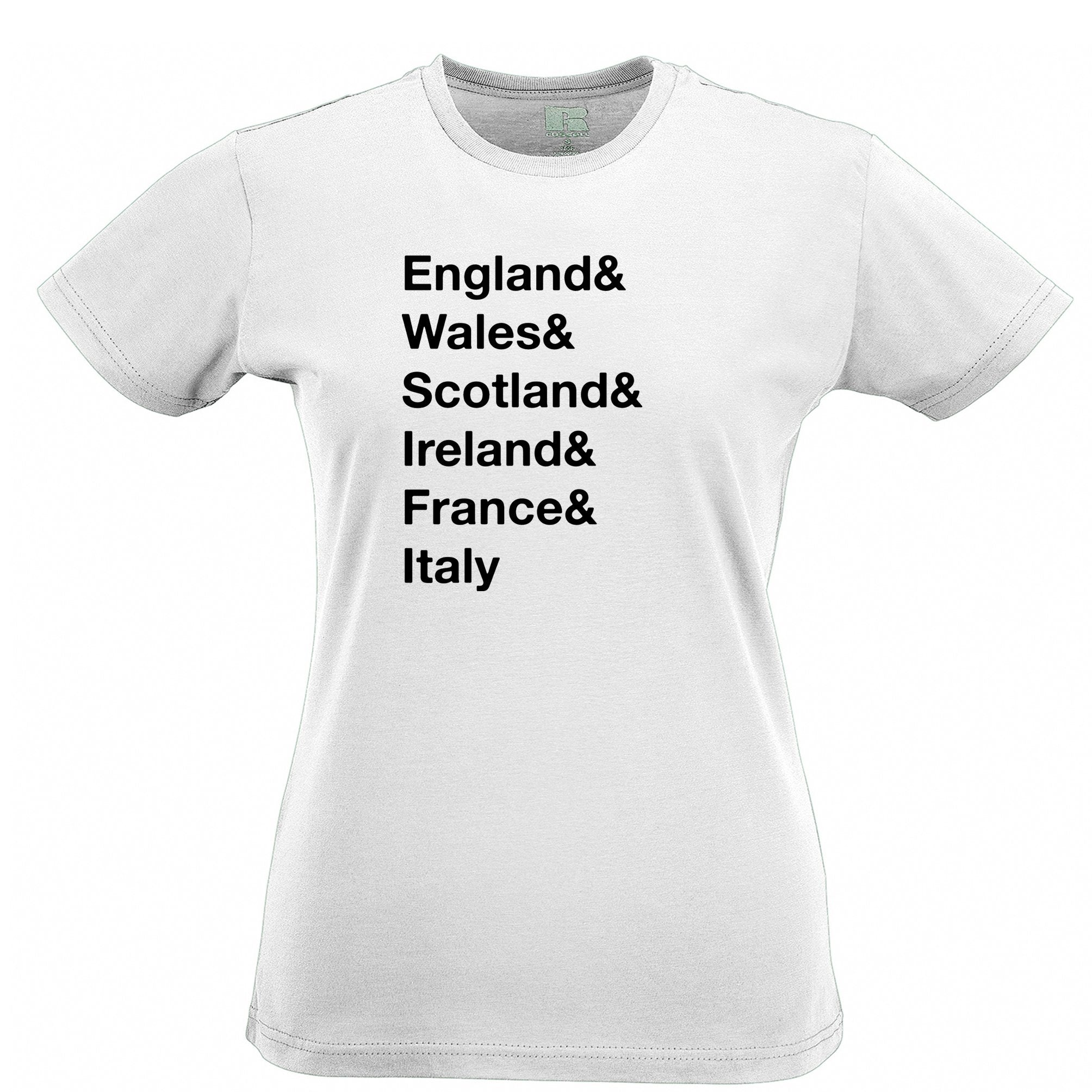 The Six Nations Womens T Shirt England, Wales, Scotland