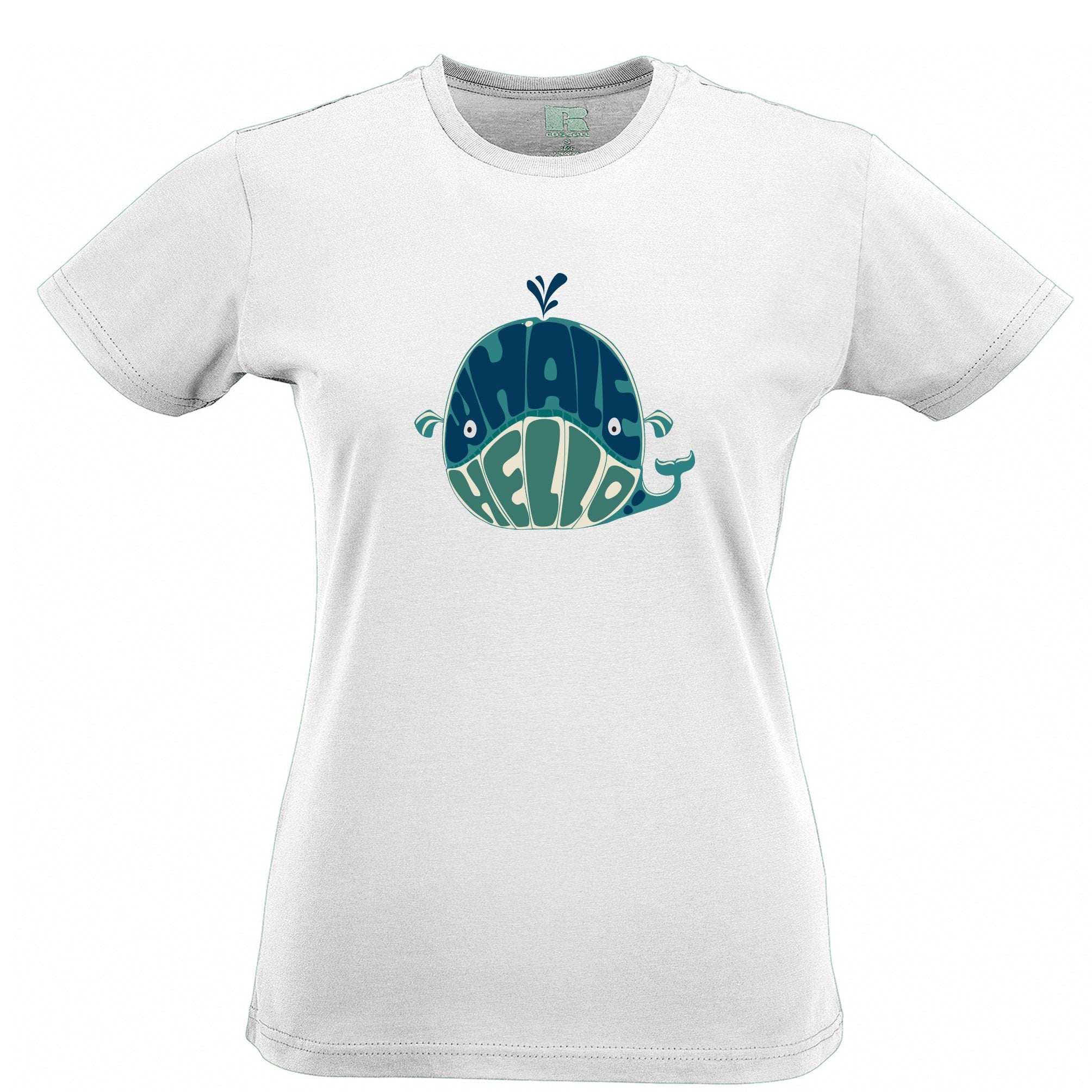 Novelty Womens T Shirt Whale Hello Sea Life Pun