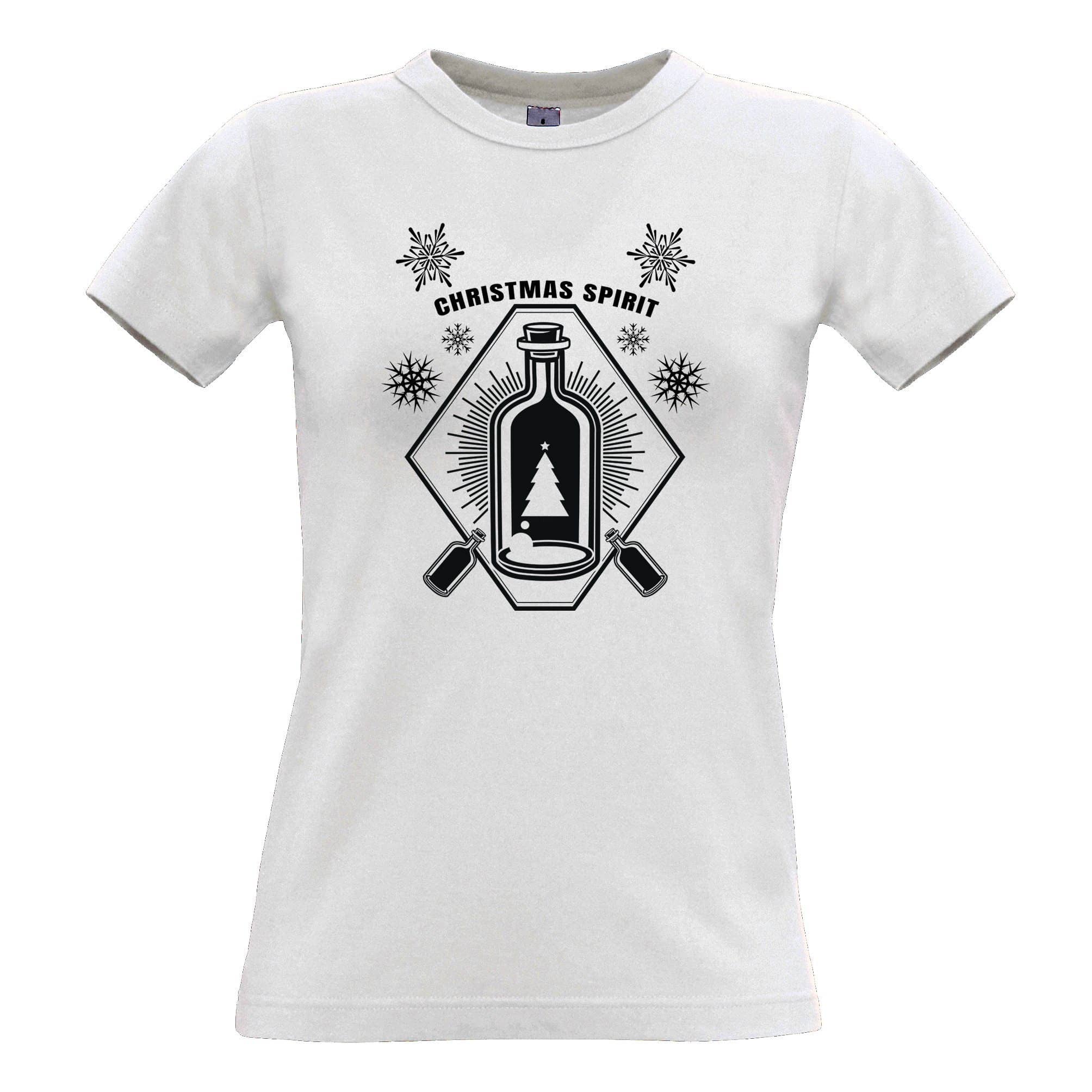 Booze Womens T Shirt Christmas Alcohol Bottle