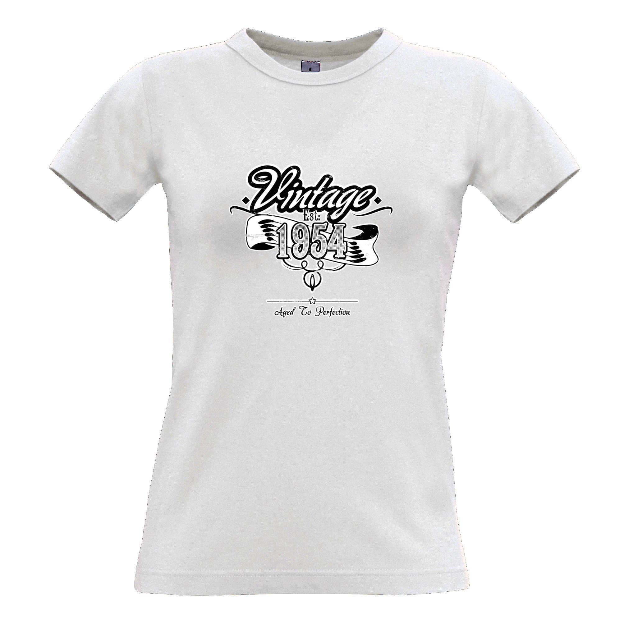 Birthday Womens T Shirt Vintage Est 1954 Aged To Perfection