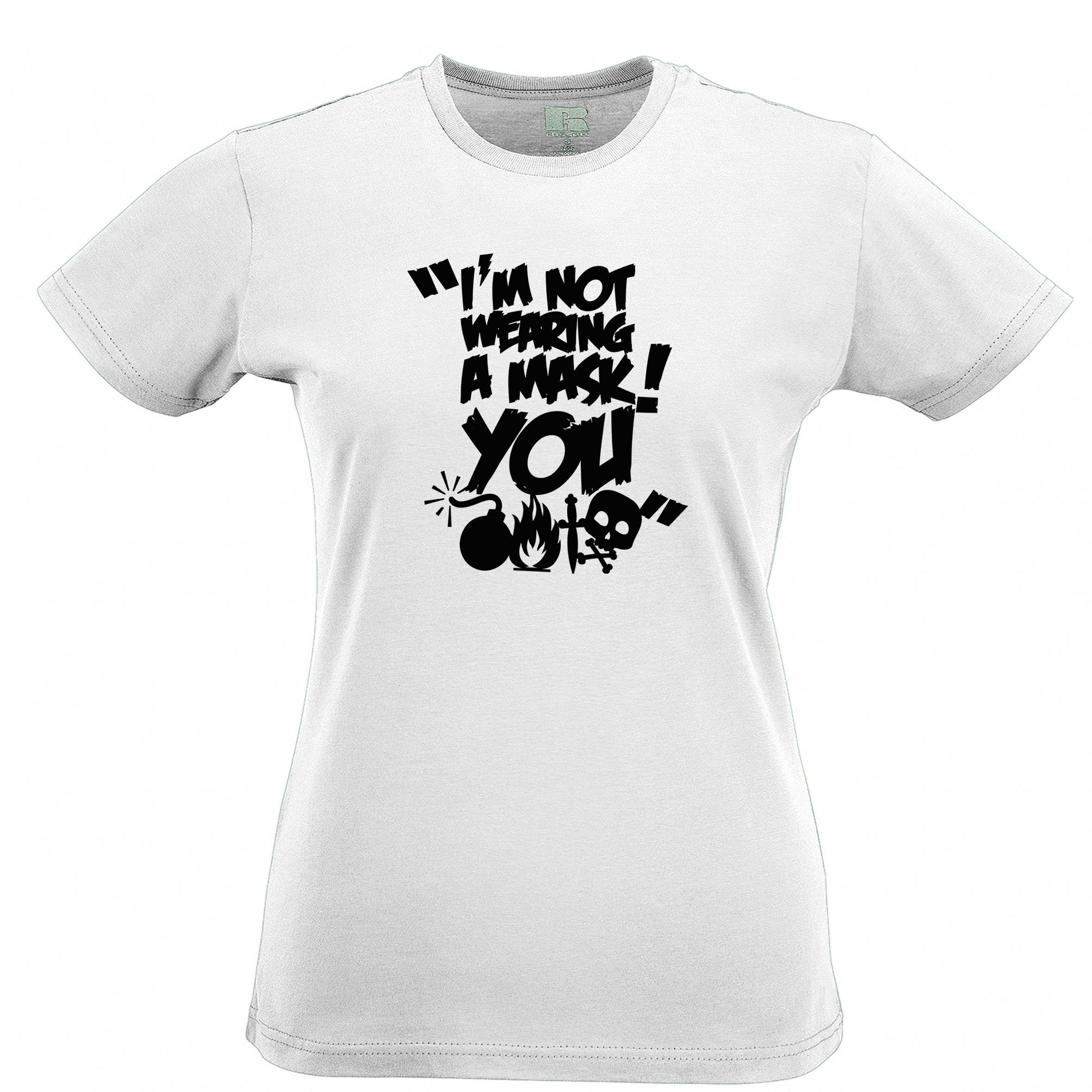 Halloween Novelty Womens T Shirt I Am Not Wearing A Mask