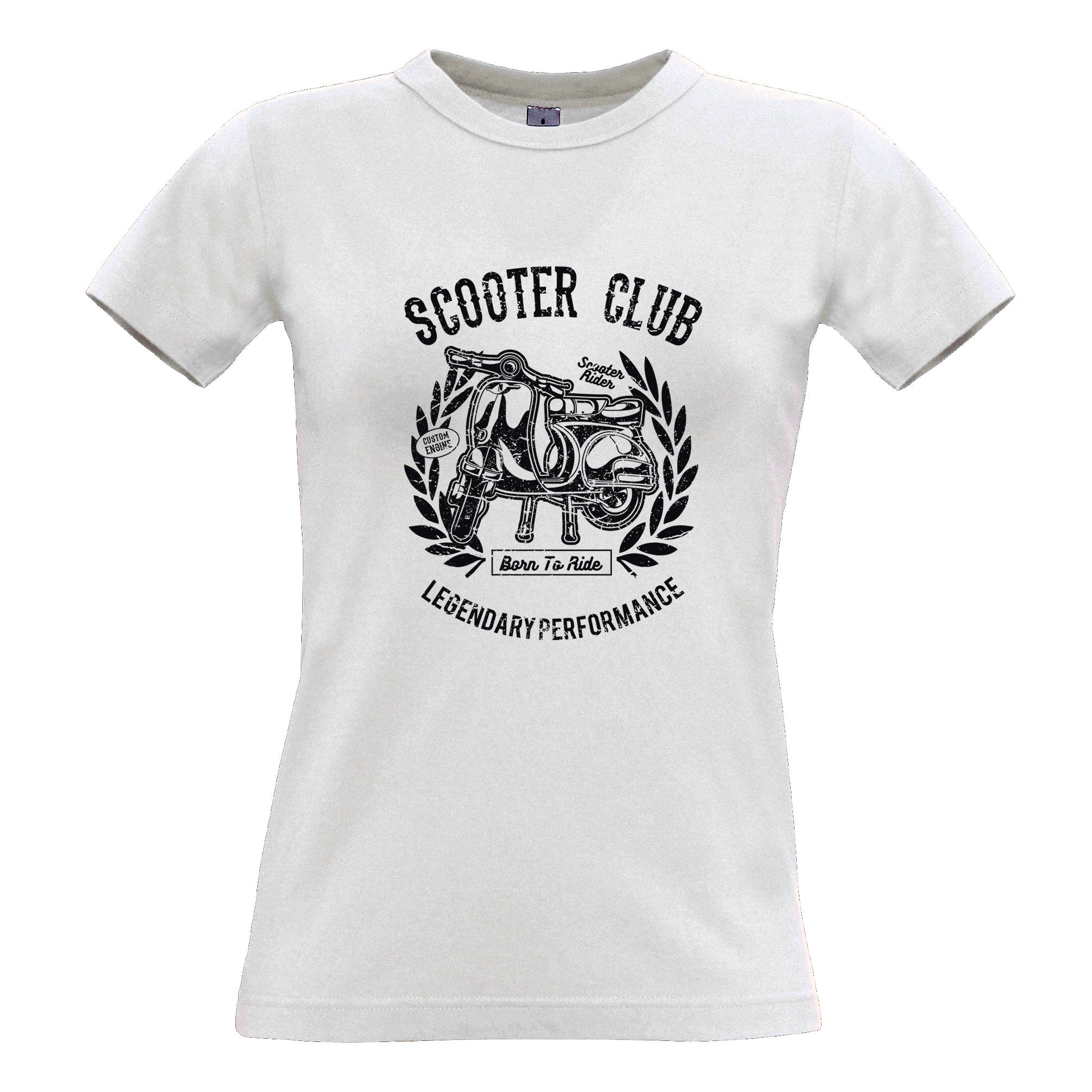 Motorbike Womens T Shirt Scooter Club Legendary Performance