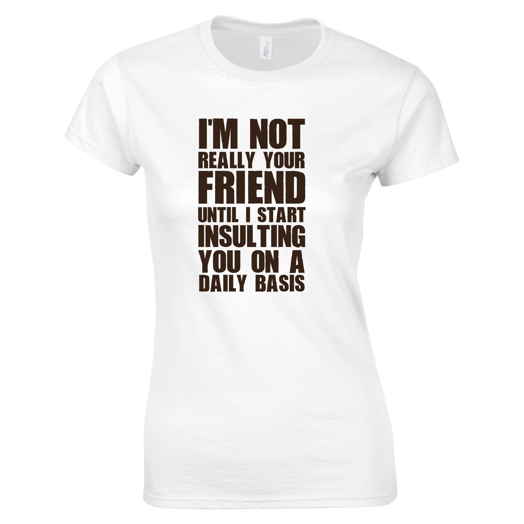 Novelty Womens T Shirt I'm Not Your Friend Until I Insult You