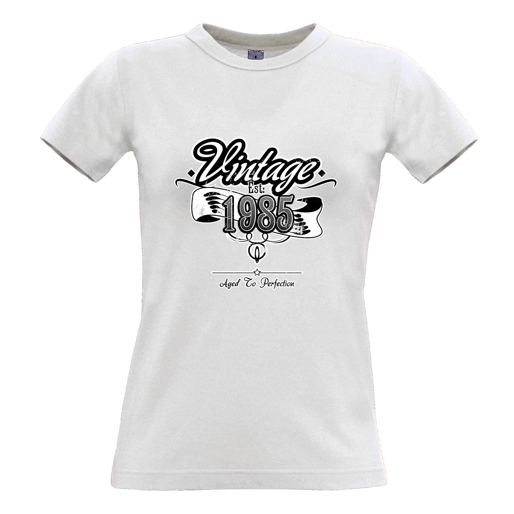 Birthday Womens T Shirt Vintage Est. 1985 Aged To Perfection