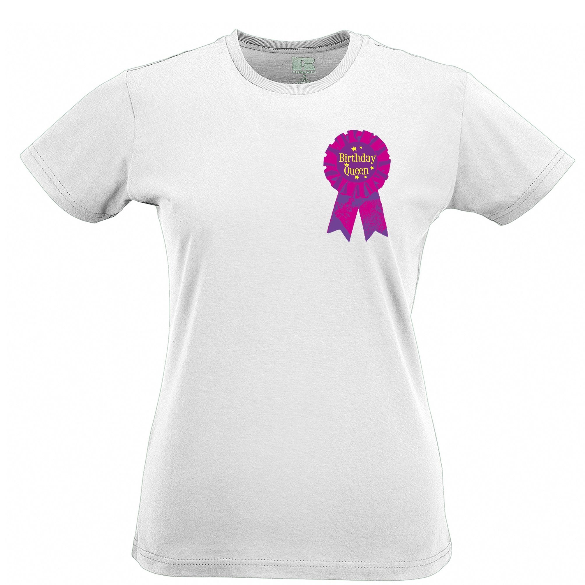 Novelty Party Womens T Shirt Birthday Girl Pocket Print Badge