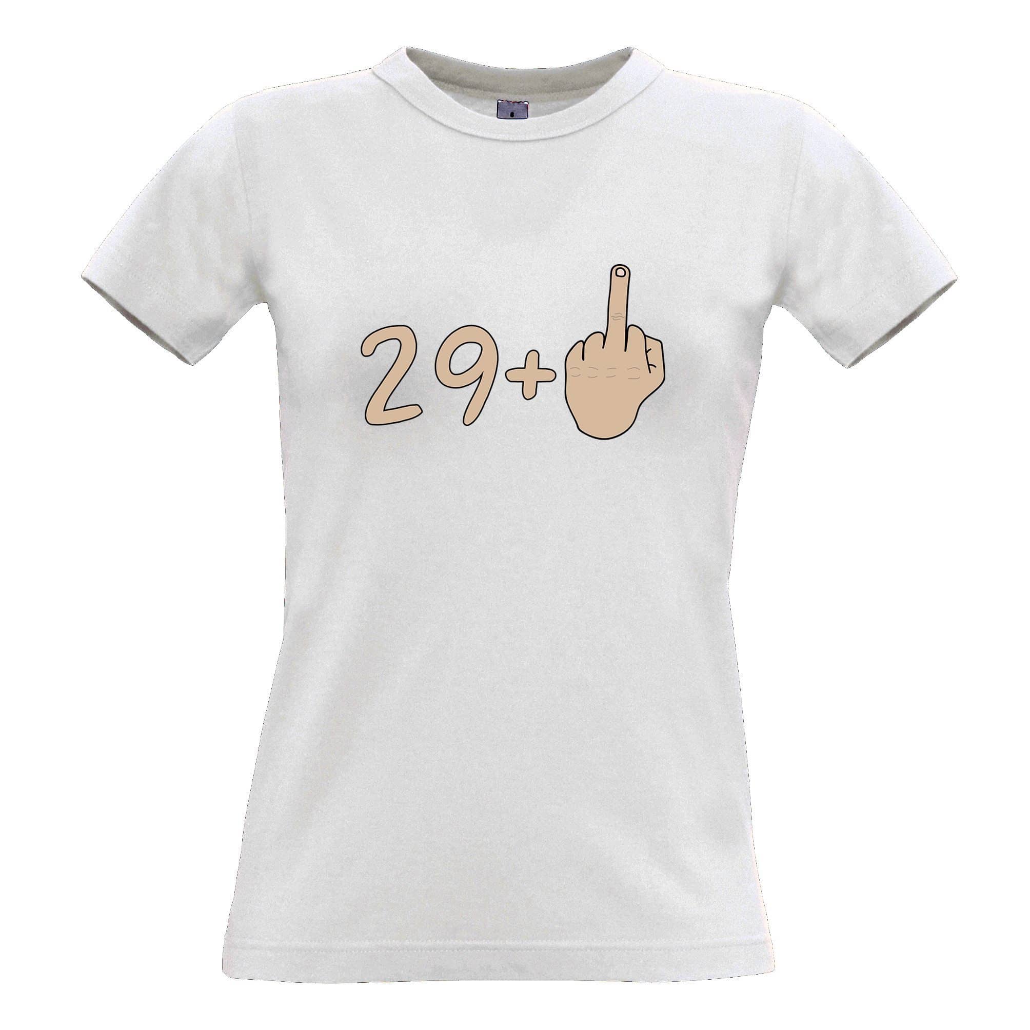 Rude 30th Birthday Womens T Shirt 29 + 1 Gesture (White)