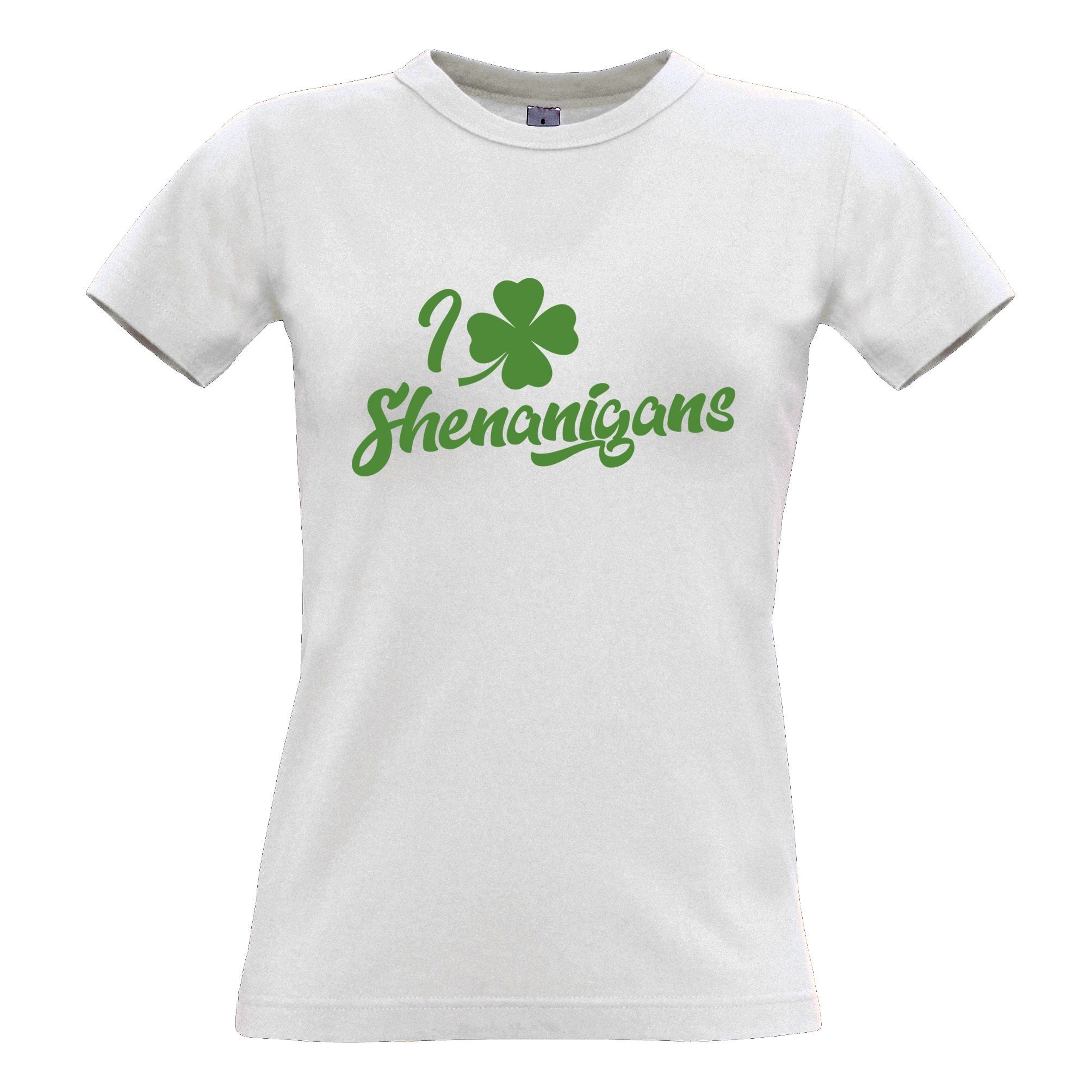 Novelty St Patricks Day Womens T Shirt I Love Shenanigans